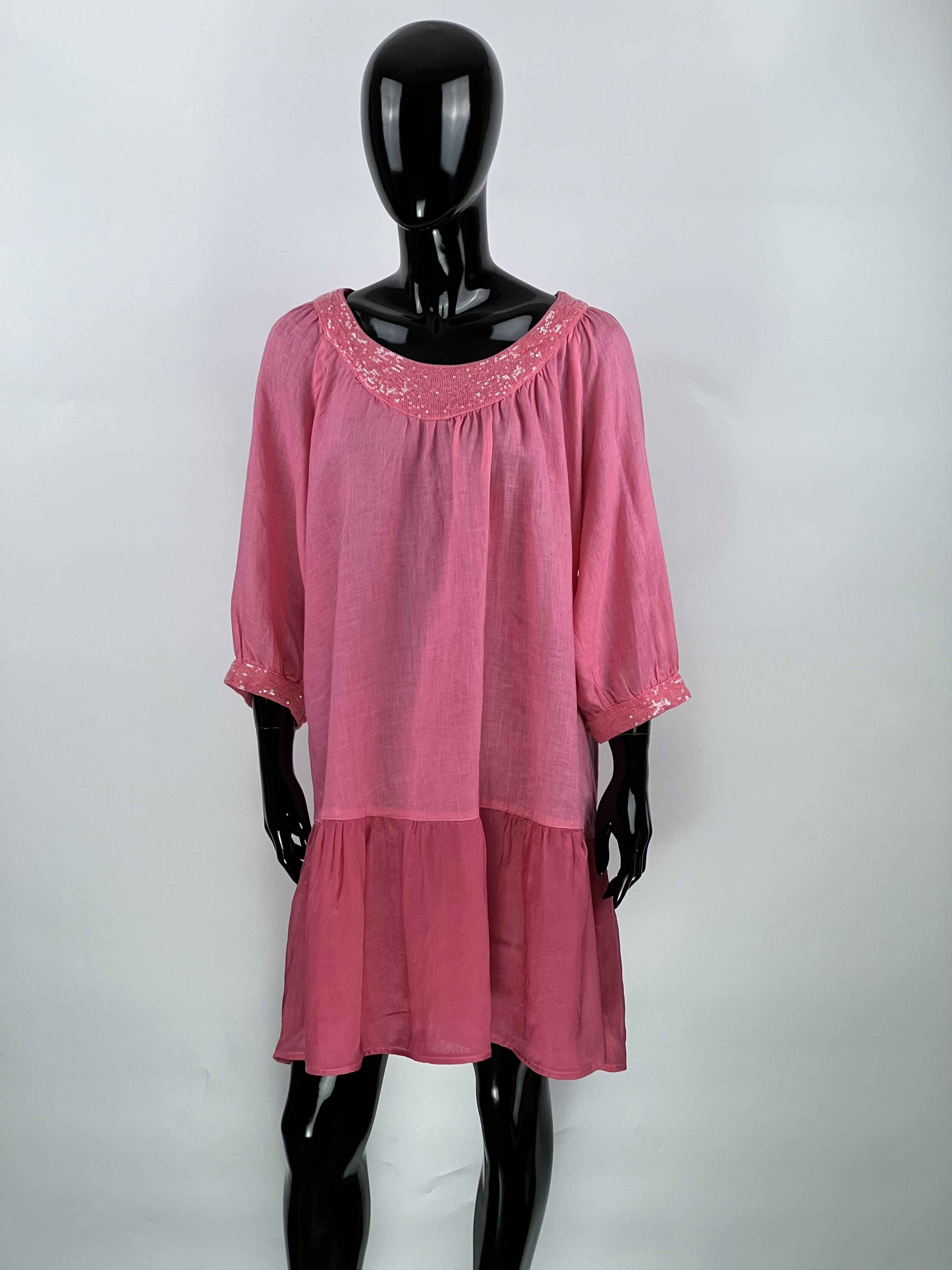 120% Lino 120% Lino Pink Sequins 3/4 Sleeve Short Dress Size IT44 Size M / US 6-8 / IT 42-44 - 1 Thumbnail
