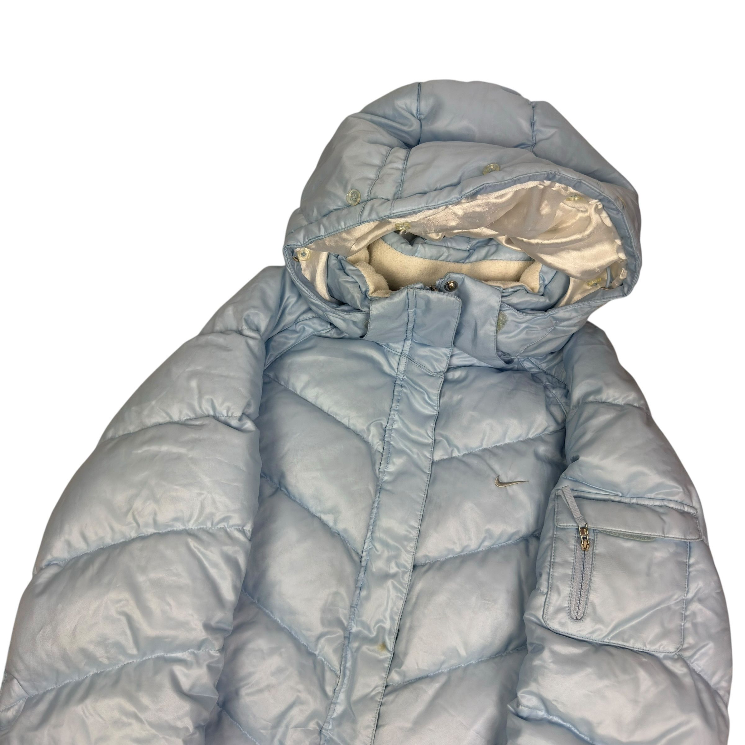 Nike Nike Women's Blue Swoosh Full Zip Goose Down Puffer Coat XL Size XL / US 12-14 / IT 48-50 - 6 Thumbnail
