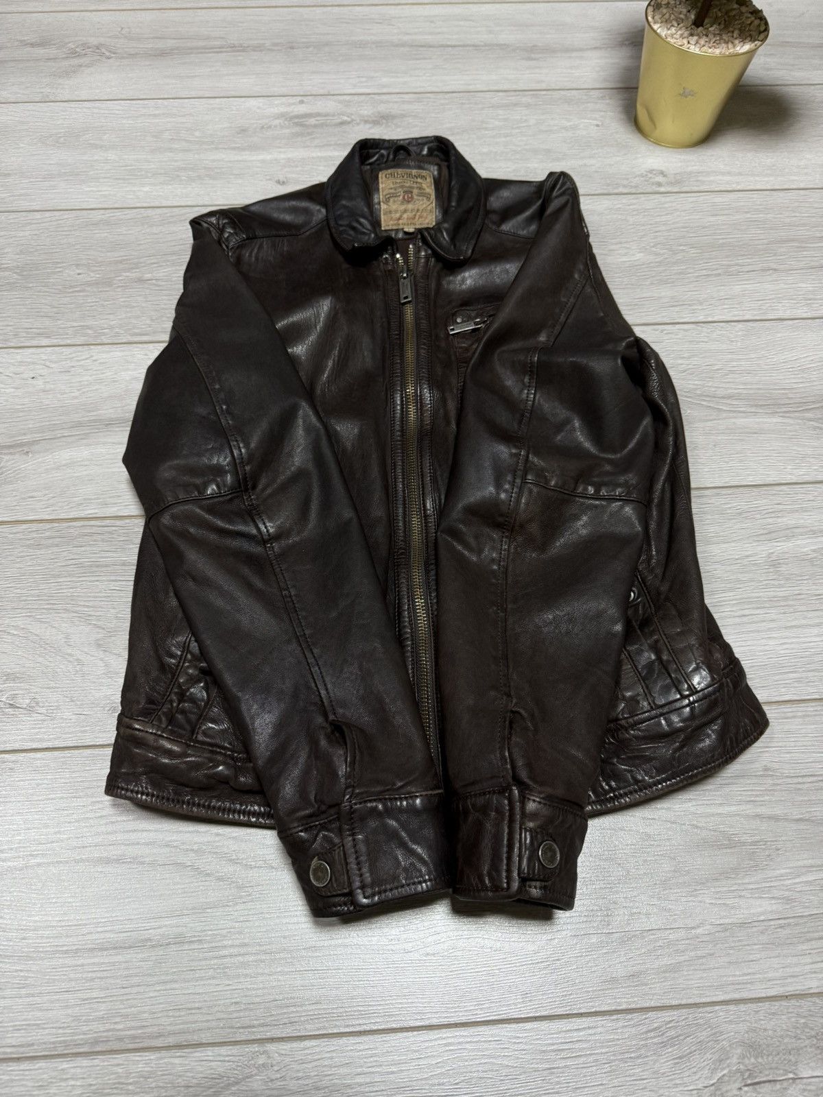 Chevignon Chevignon leather jacket zip vintage Size US L / EU 52-54 / 3 - 7 Thumbnail