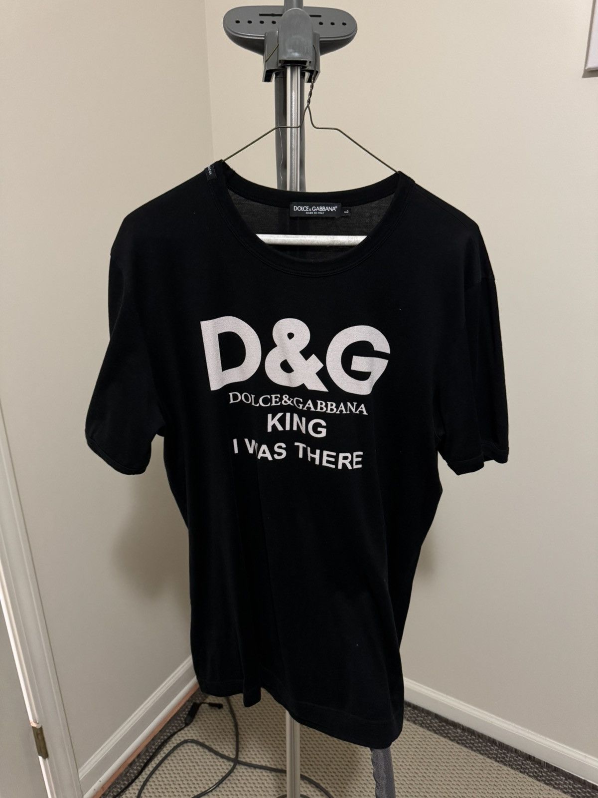 Dolce & Gabbana Black King I Was There Print Cotton T-Shirt