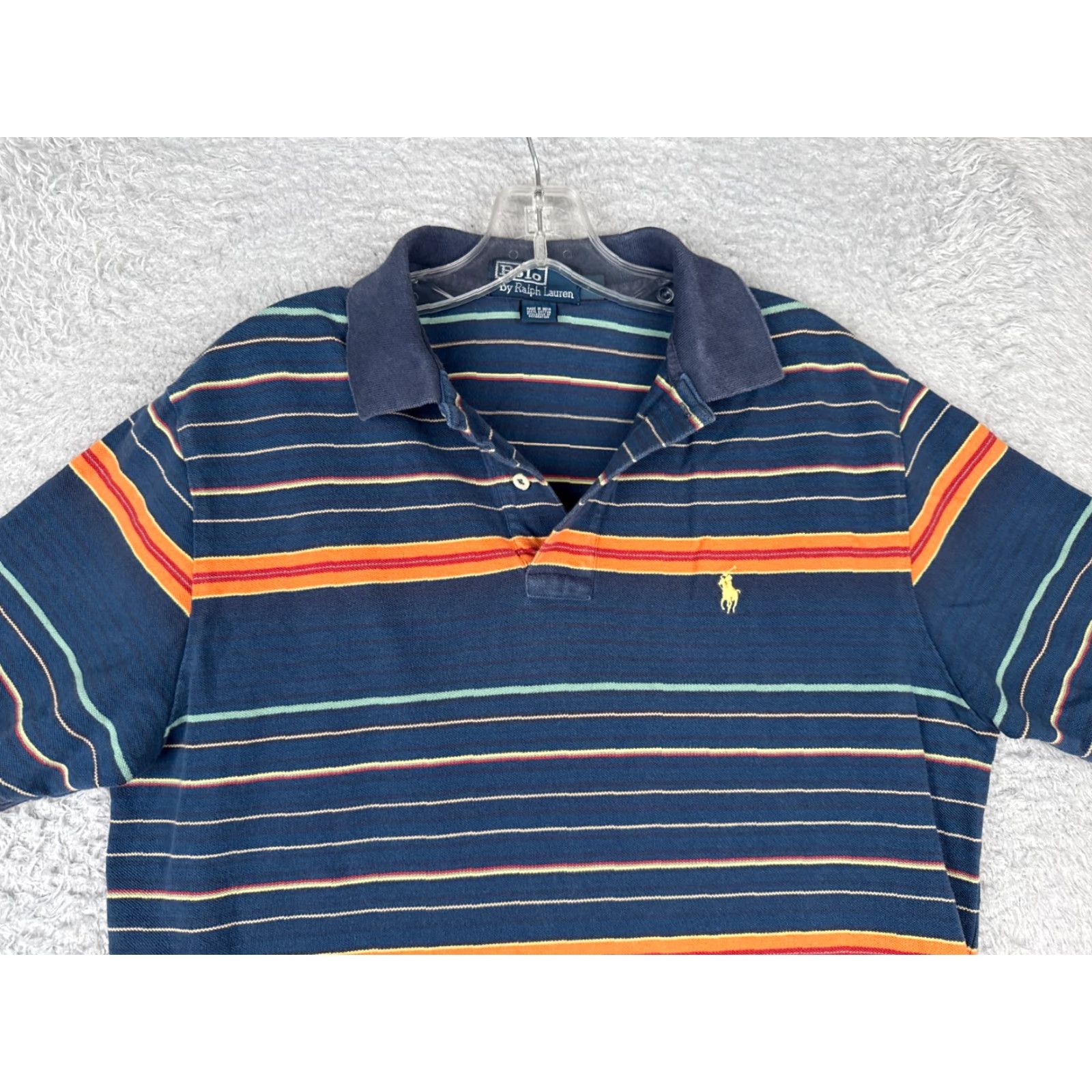 Ralph Lauren VINTAGE Ralph Lauren Polo Shirt Men Large Blue Stripe 100% Cotton Polo Shirt Men L Blue Stripe 100% Cotton Ralph Lauren Mens Shirt Size US L / EU 52-54 / 3 - 5 Thumbnail