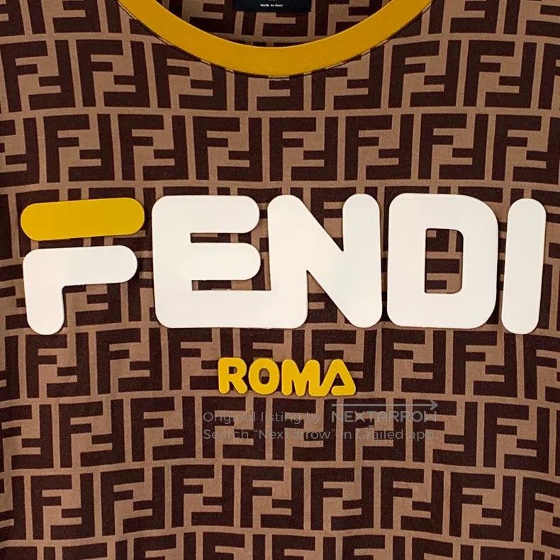 Fendi Fendi Color-Block Logo Letter Full-Print Cotton Round Neck Size US M / EU 48-50 / 2 - 4 Thumbnail