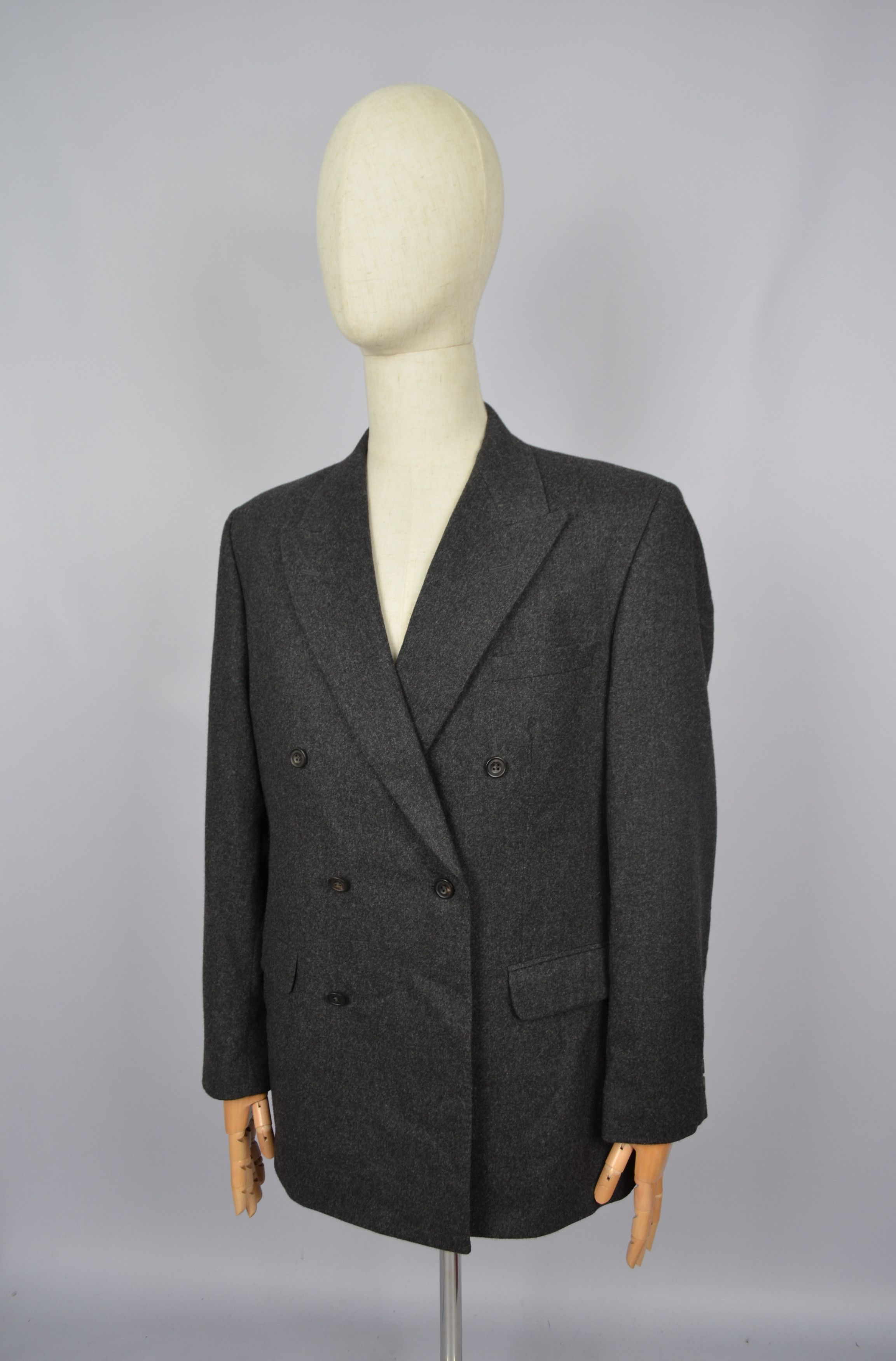 DAKS × Designer DAKS London Vintage Wool Dobuel Breasted Jacket US40/EU50 Size 40R - 11 Thumbnail