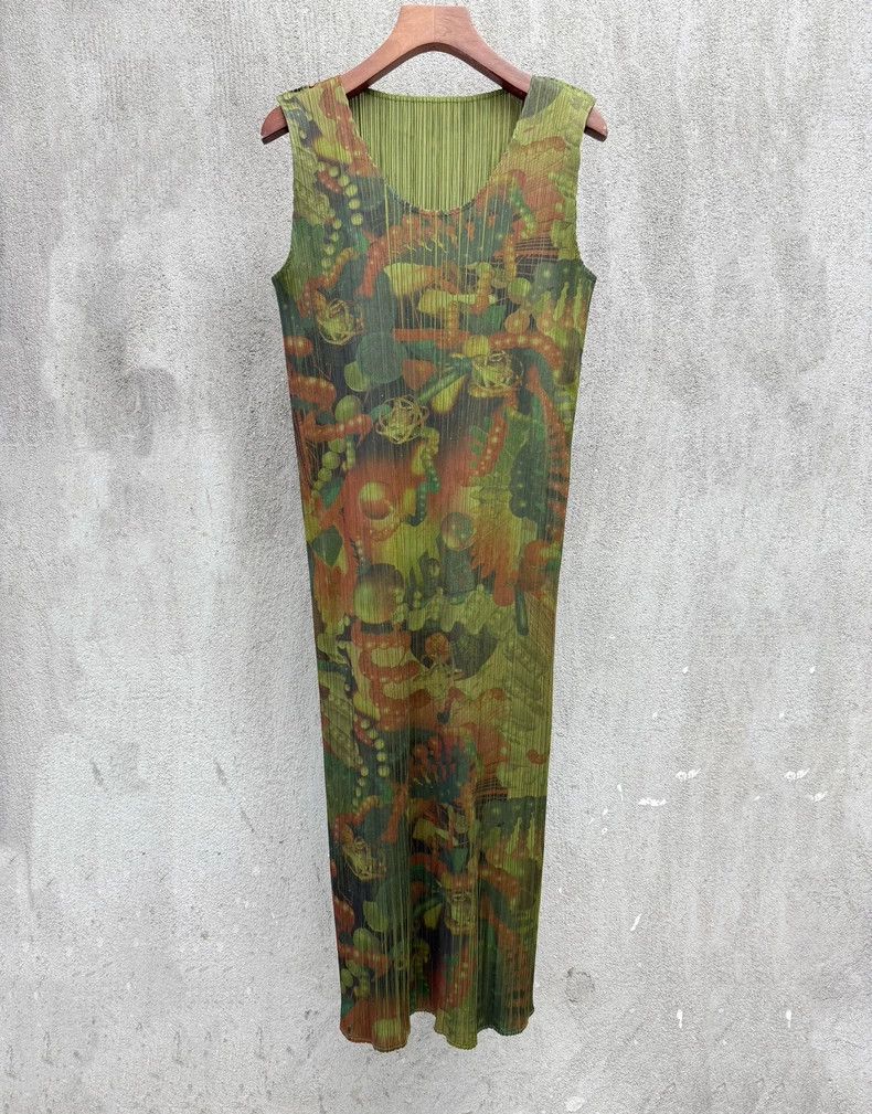 Issey Miyake Issey Miyake size:f Green retro psychedelic pattern dress Size S / US 4 / IT 40 - 2 Thumbnail