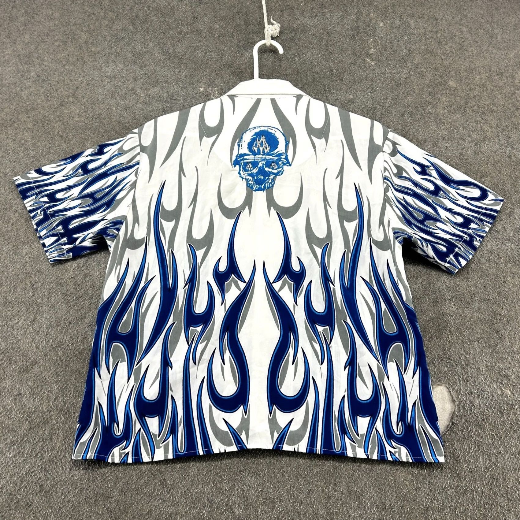 Vintage VINTAGE Sapphire Lounge Shirt Mens S Blue White Button Up AOP Flames Y2K Hawaiian 90s Mens Shirt Size US S / EU 44-46 / 1 - 6 Thumbnail