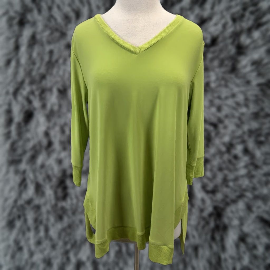 Vintage Sympli Canada Tunic Top Shirt Size 12 Green 3/4 Sleeve V-Neck Pullover Womens Regular Size XL / US 12-14 / IT 48-50 - 1 Thumbnail