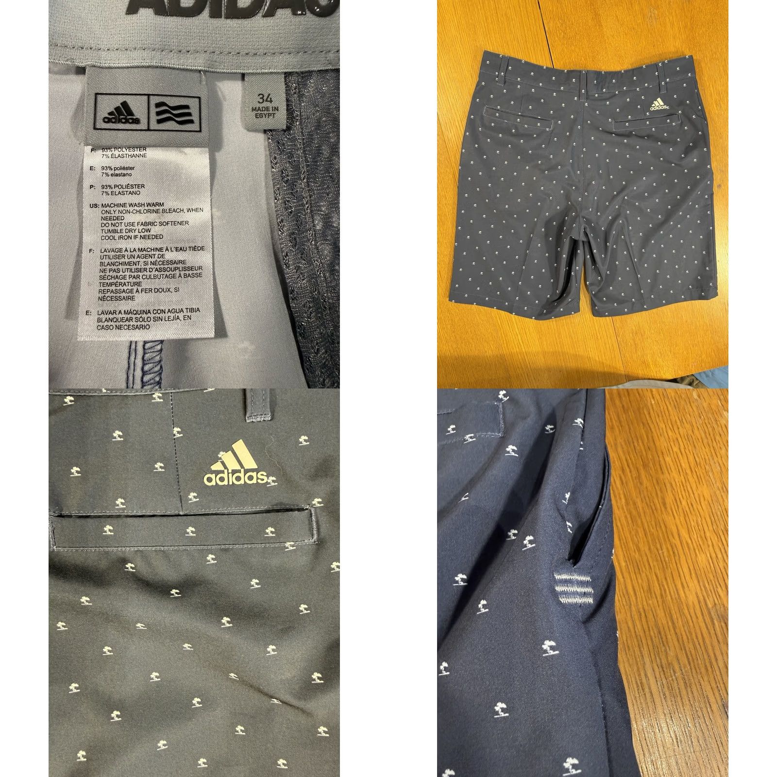 Adidas Adidas Golf Shorts Navy Micro Tree Pattern Stretch Flat Front Performance Men 34 Size US 34 / EU 50 - 8 Thumbnail