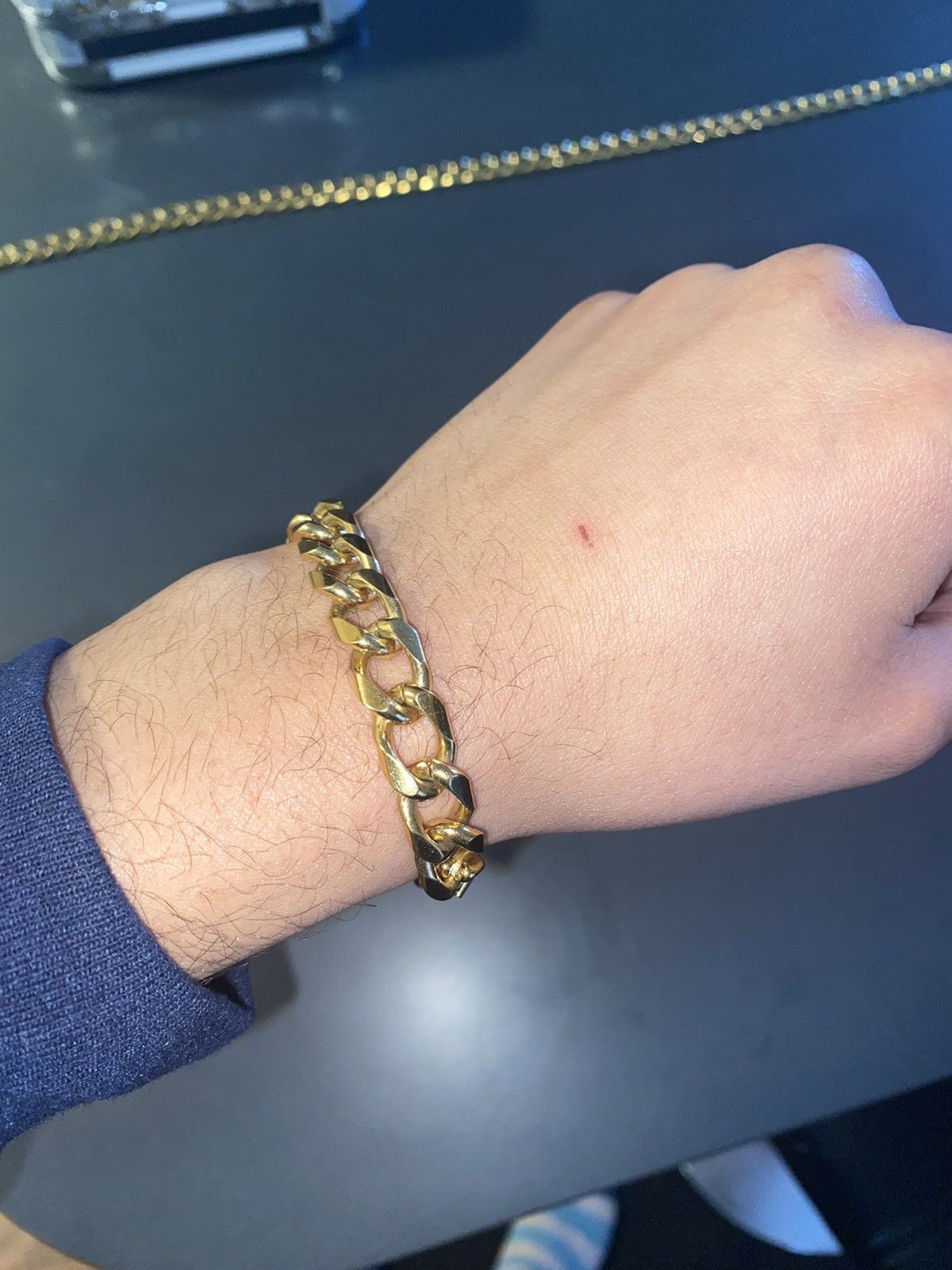 Jewelry Hollow Cuban Bracelet Gold Plated 9" Size ONE SIZE - 6 Thumbnail
