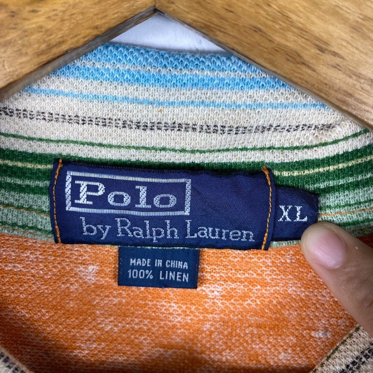 Polo Ralph Lauren Vintage 80's Polo Ralph Lauren NAVAJO Striped Linen Polo Size US XL / EU 56 / 4 - 5 Thumbnail