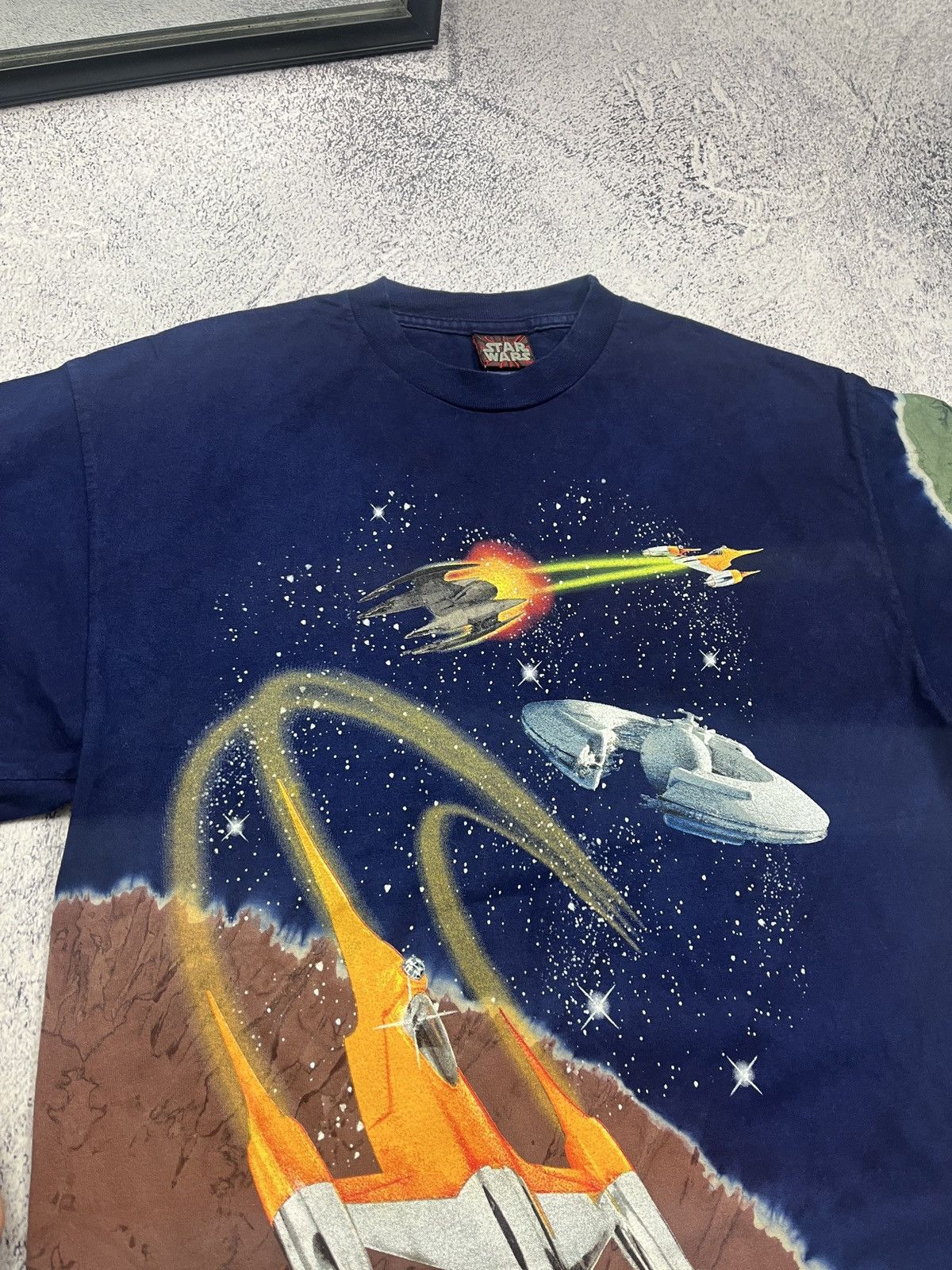 Star Wars × Vintage Vintage 90’s Star Wars Episode 1 Overprint Tie Dye T Shirt Size US L / EU 52-54 / 3 - 7 Thumbnail