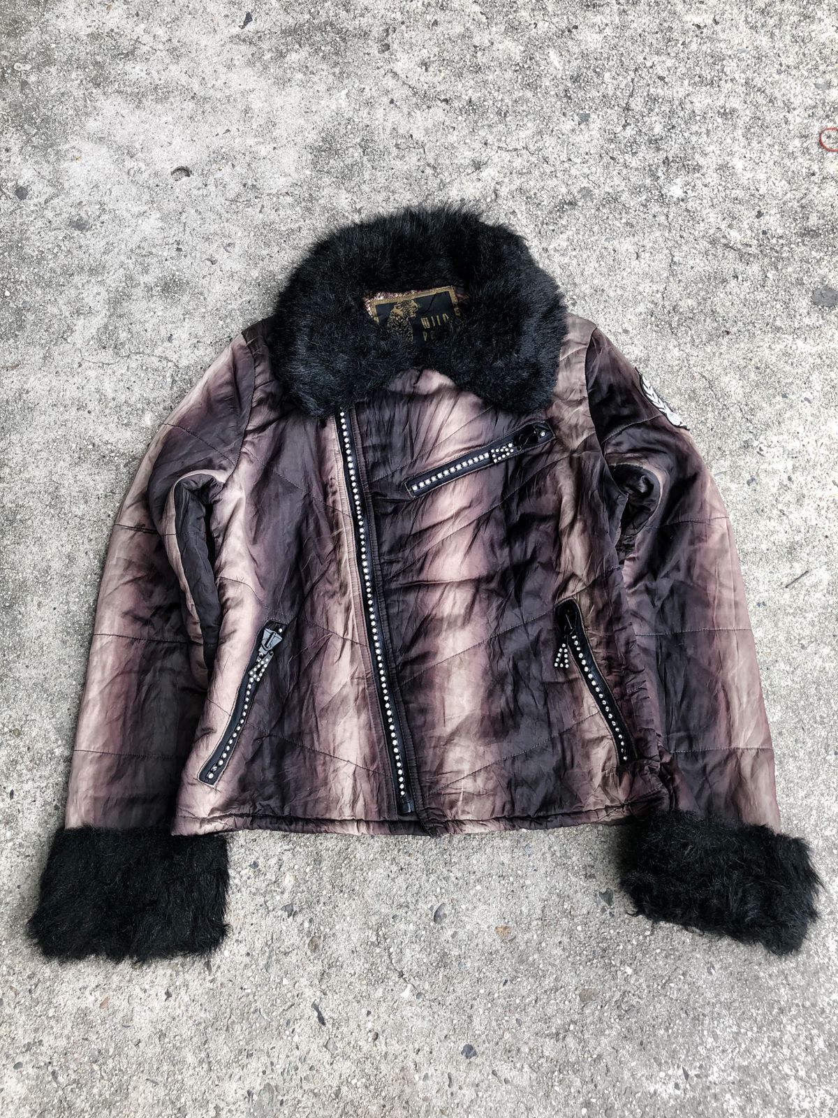 Punk Studed Fur Jacket