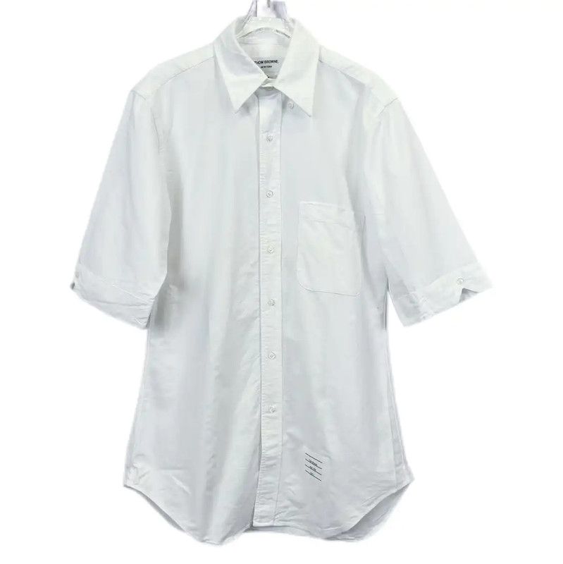 Thom Browne Thom Browne White Cotton Short Sleeve Shirt 0089 Size M / US 6-8 / IT 42-44 - 1 Thumbnail