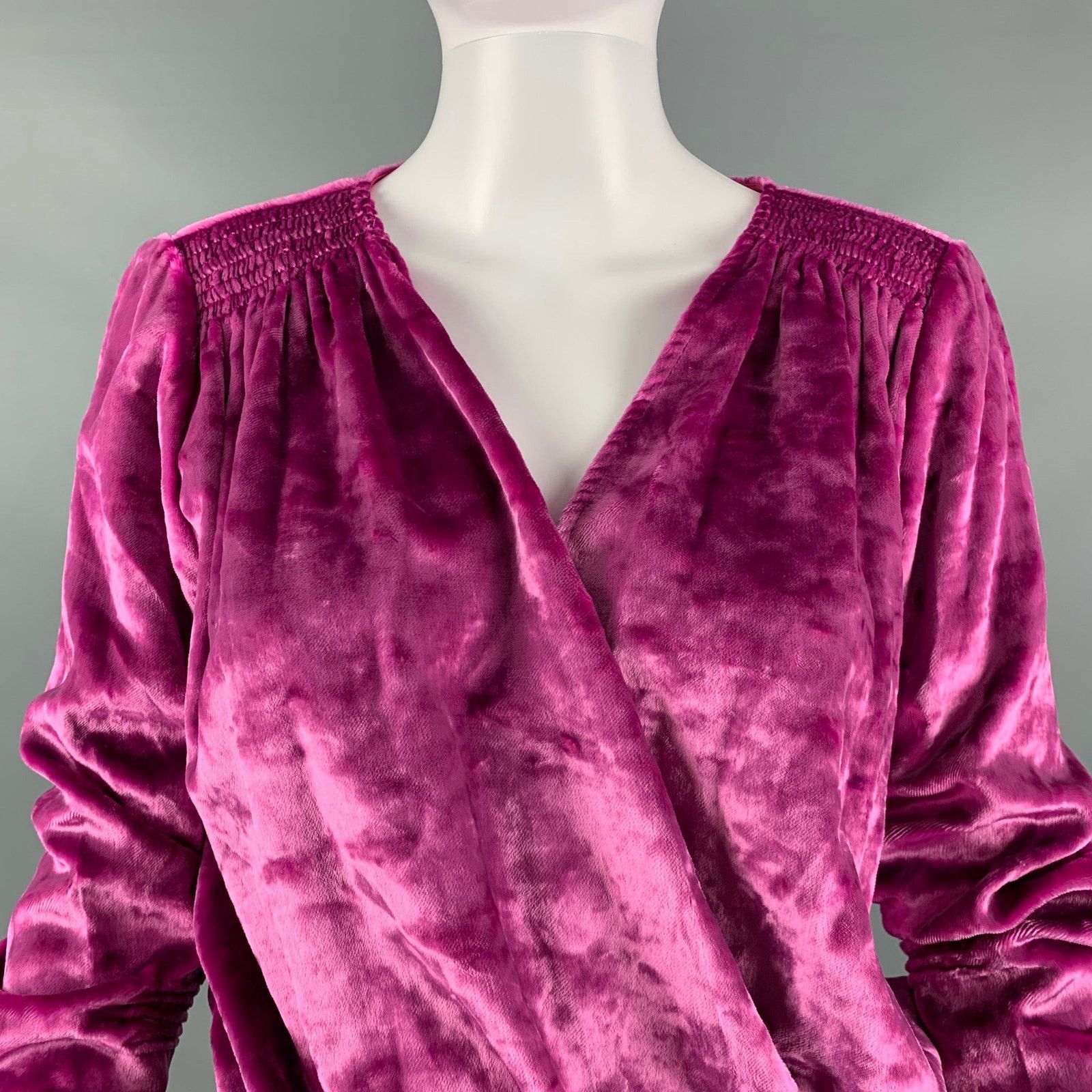 The Attico ATTICO Size 6 Pink Black Polyester Velvet Wrap Dress Size M / US 6-8 / IT 42-44 - 2 Thumbnail