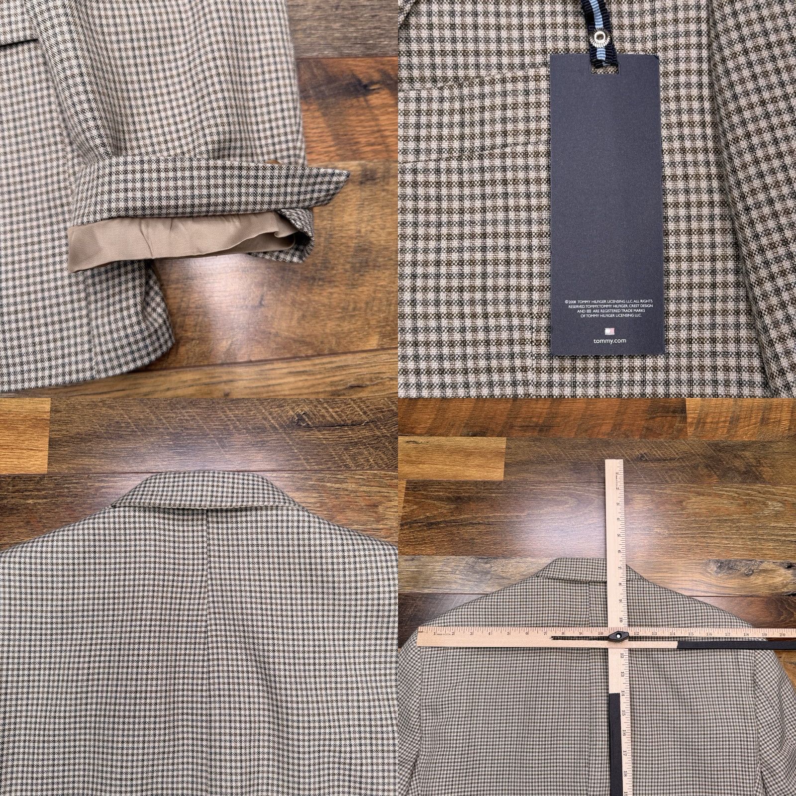 Tommy Hilfiger Tommy Hilfiger Sport Coat Blazer 42 Short Plaid Gray Mens Regular - Notch Lapel, Double-Vented, Two-Button Front, Inner Pockets, Dry Clean, New Size US 42 / EU 58 - 8 Thumbnail