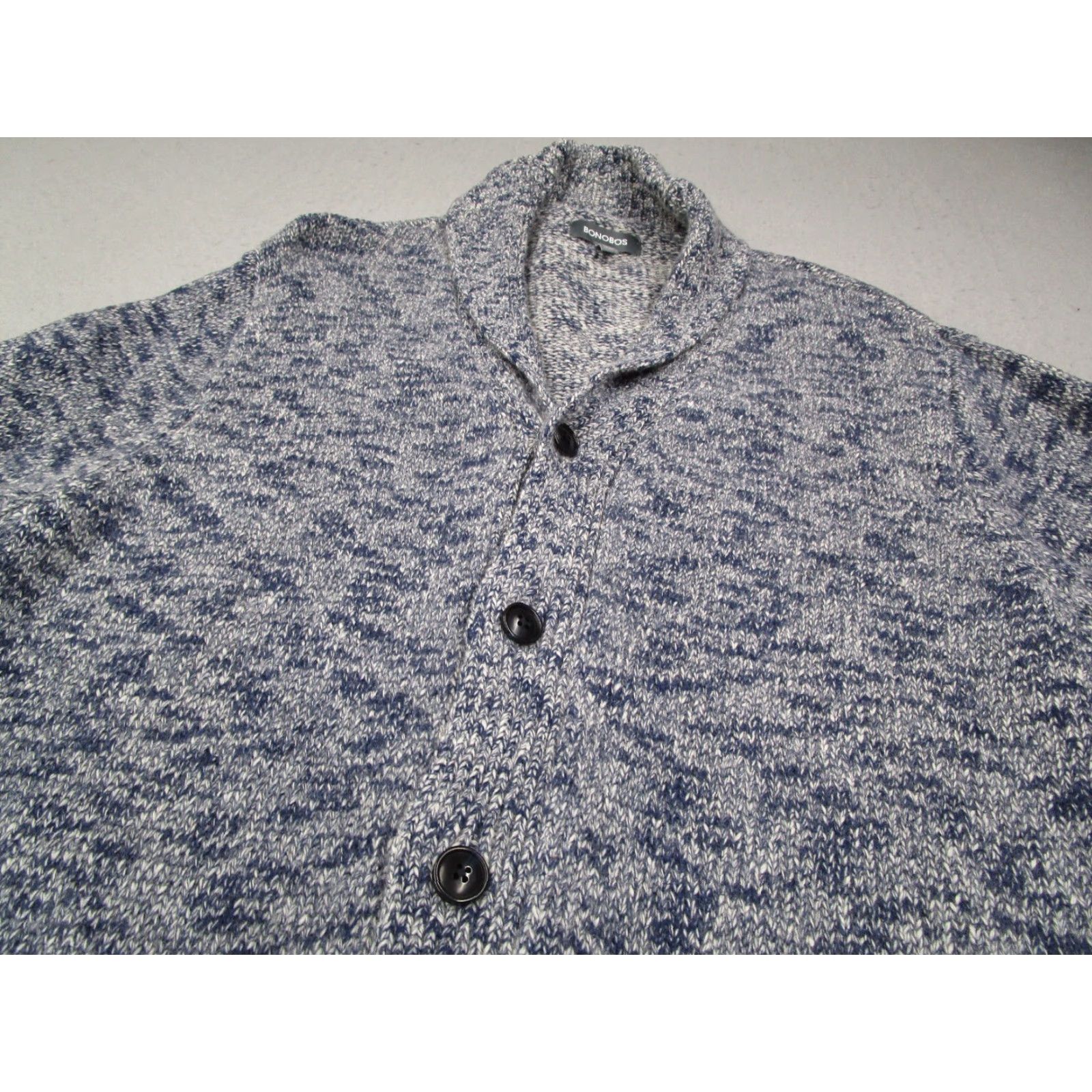 Bonobos BONOBOS Sweater Mens 2XL Slim Blue Cable-Knit Button Up Shawl Cardigan Casual Outdoor Size US XXL / EU 58 / 5 - 2 Thumbnail