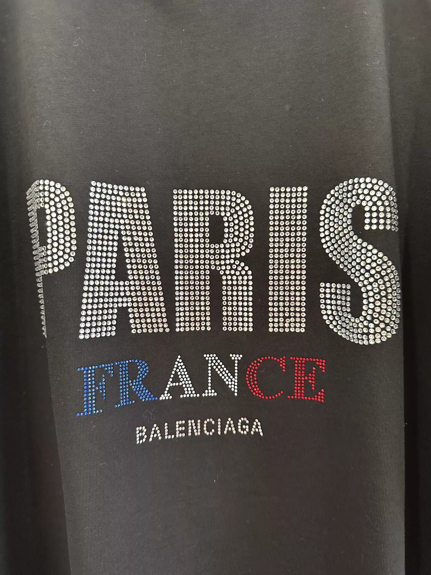 Balenciaga Balenciaga crystal Paris logo men's black s/s tee L Size US L / EU 52-54 / 3 - 4 Thumbnail