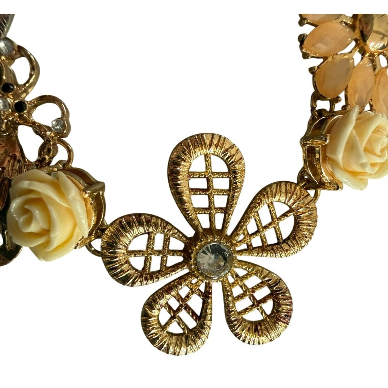 Other Chunky Gold-Tone Floral Insect Statement Necklace With Cryst Size ONE SIZE - 4 Thumbnail