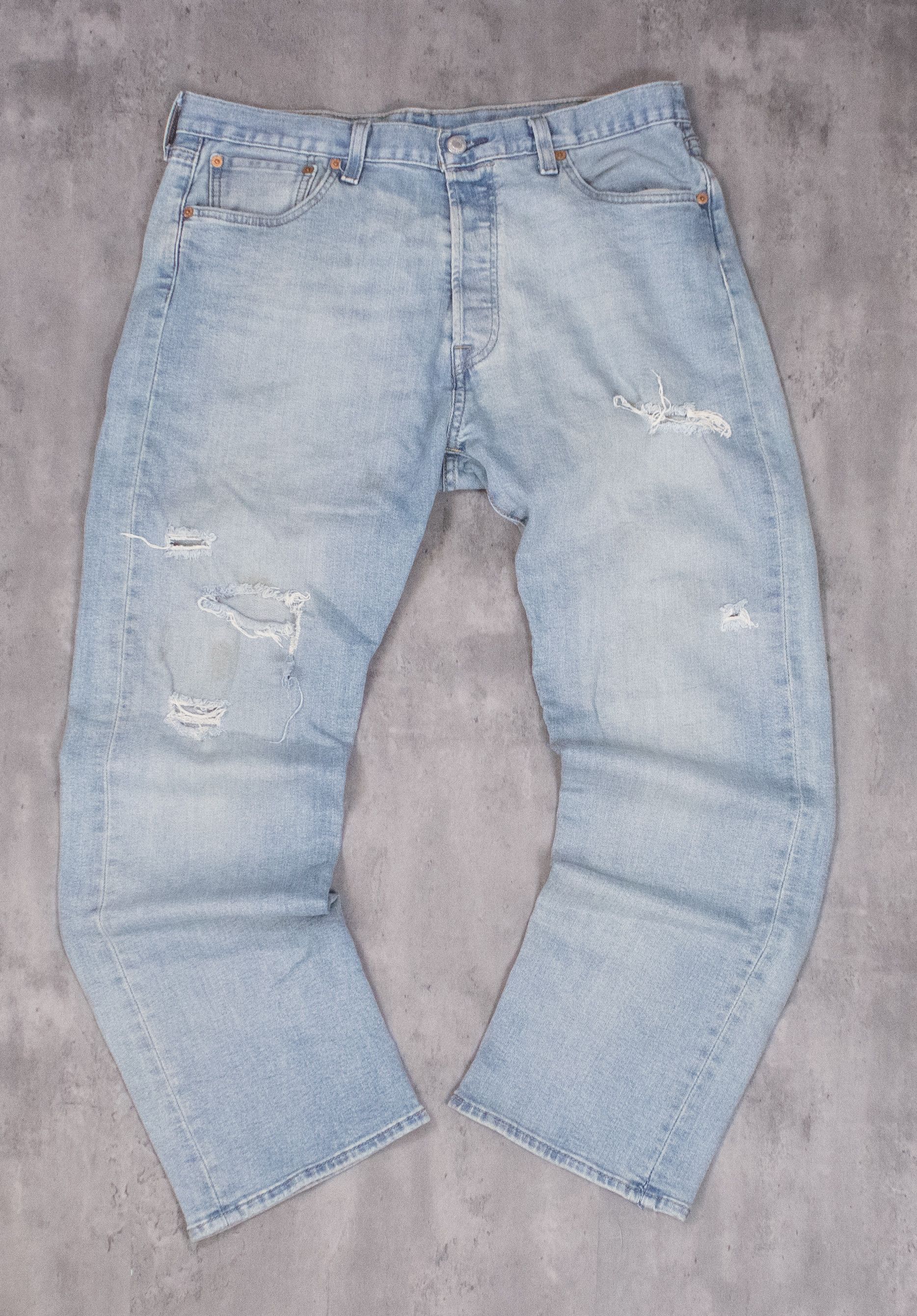 Levi's Levis 501 Straight Legged Distressed Midwash Denim Pant’s Size US 34 / EU 50 - 3 Thumbnail