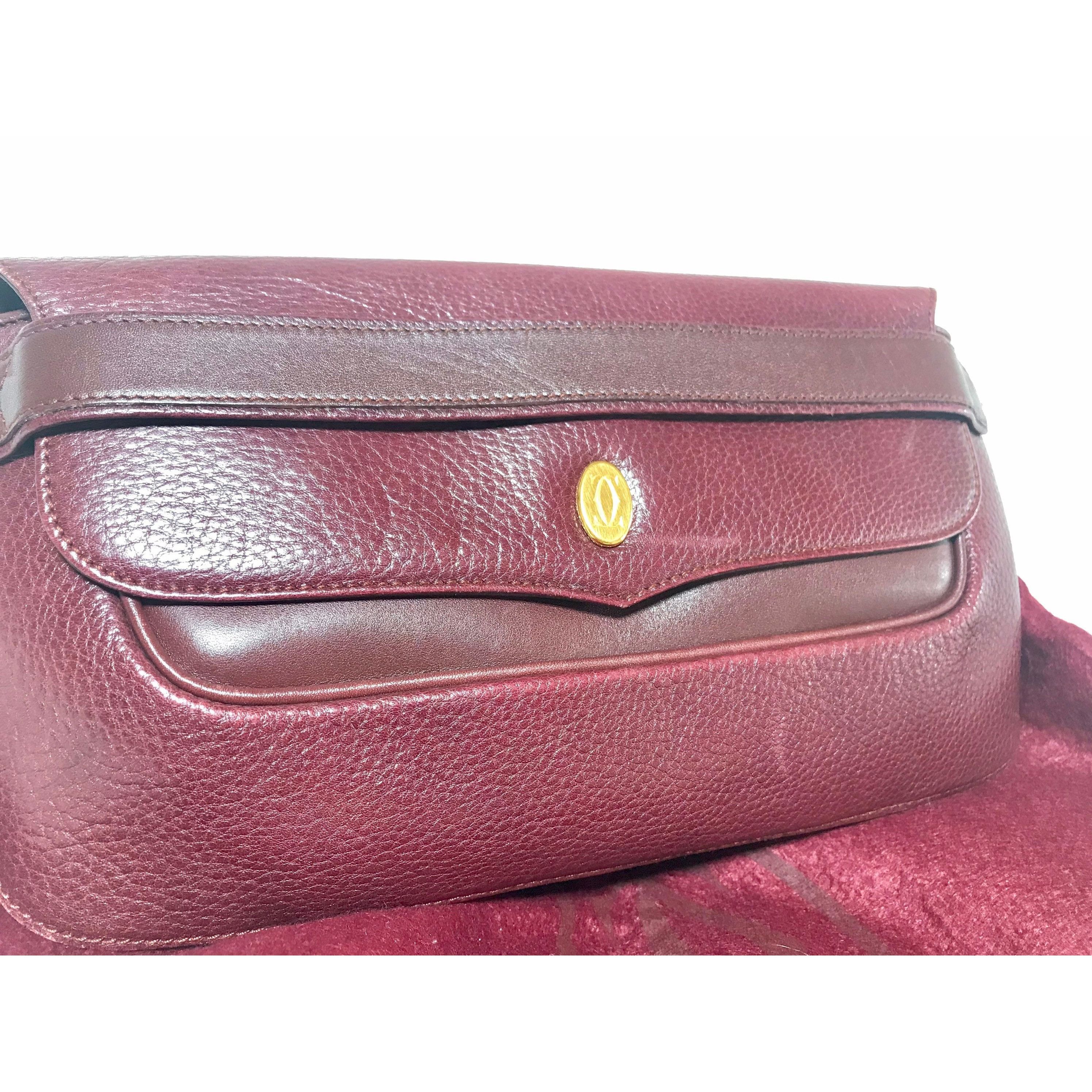 Cartier Vintage Cartier wine leather clutch bag with gold tone logo Size ONE SIZE - 4 Thumbnail