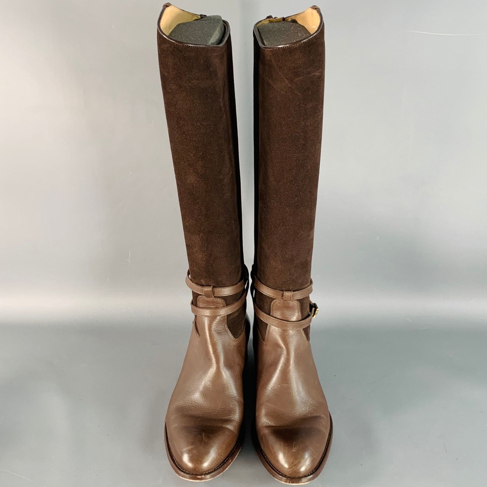 Paul Stuart PAUL STUART 7.5Brown Leather Belted Back Zipper Riding Boots Size US 7.5 / IT 37.5 - 4 Thumbnail
