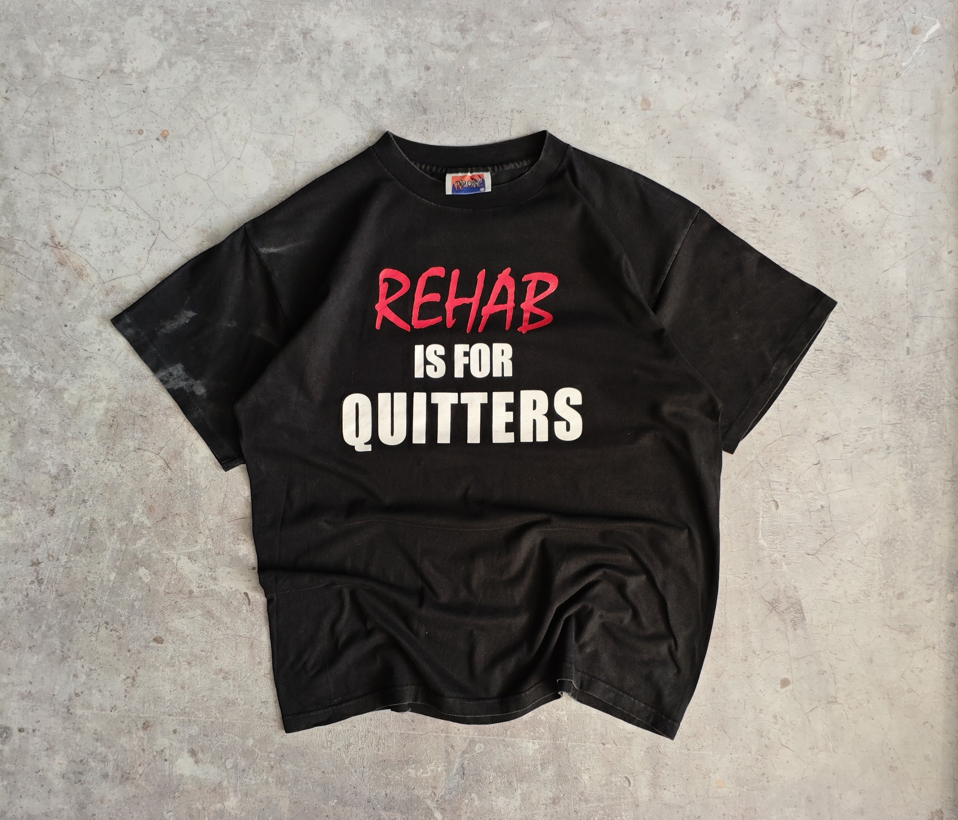 Vintage Crazy Vintage 1990s Humor Rehab Is For Quitters T-Shirt Size US XL / EU 56 / 4 - 1 Thumbnail