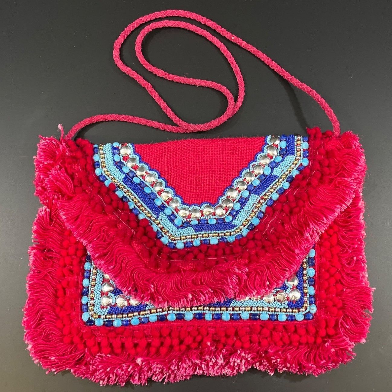 Other Shashi Women's Pink Beaded Purse/Clutch Crossbody SKU 5006 Size ONE SIZE - 1 Thumbnail