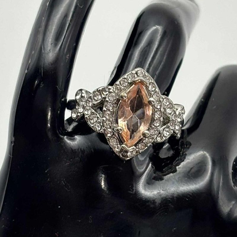 Other Silver & Pink Crystal Ring Size ONE SIZE - 1 Thumbnail