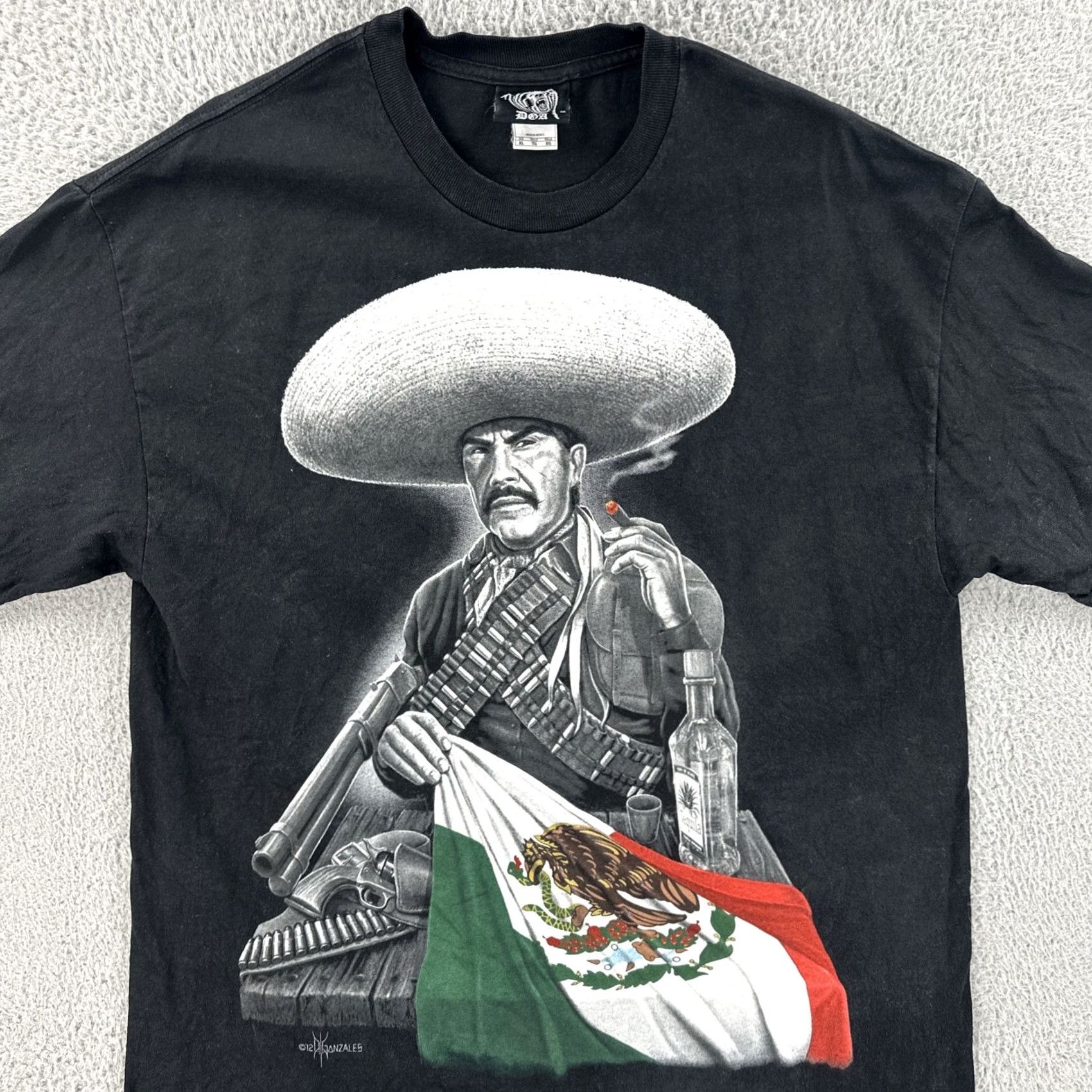 Vintage VINTAGE DGA T-Shirt Mens Graphic Print Black XL Short Sleeve Crew Neck Vicente Fernandez Art Size US XL / EU 56 / 4 - 5 Thumbnail