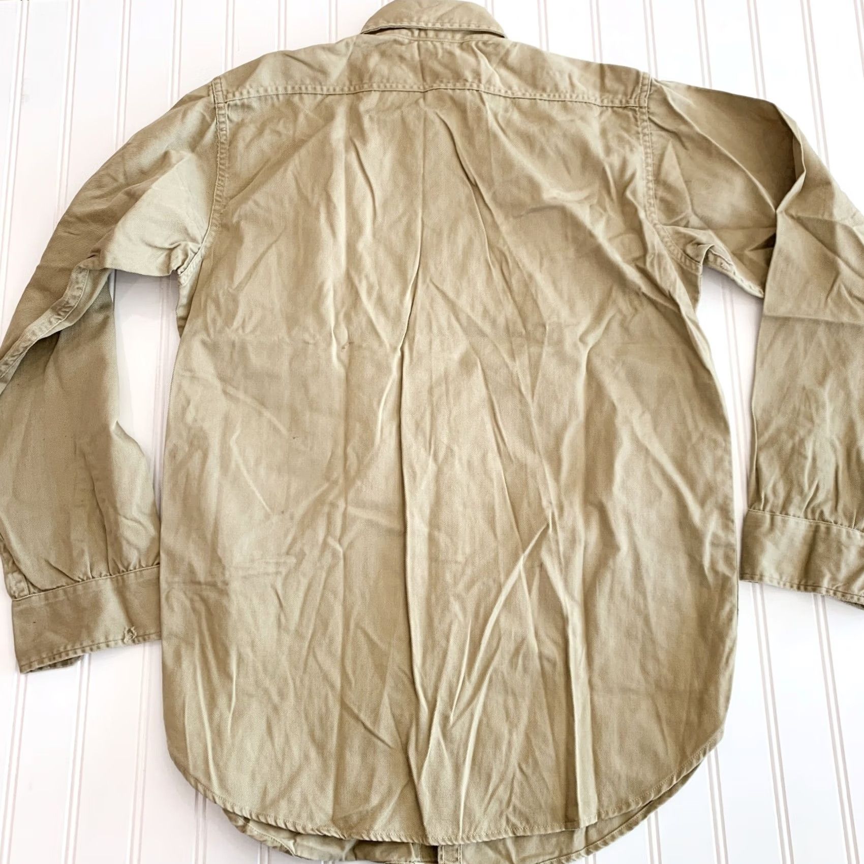Levi's VINTAGE Levi's Button-Up Shirt Twill Long Sleeve Mens Tan Brown S Regular Twill Button-Front Collar-Down Vintage Levi's Shirt Mens Size US S / EU 44-46 / 1 - 5 Thumbnail