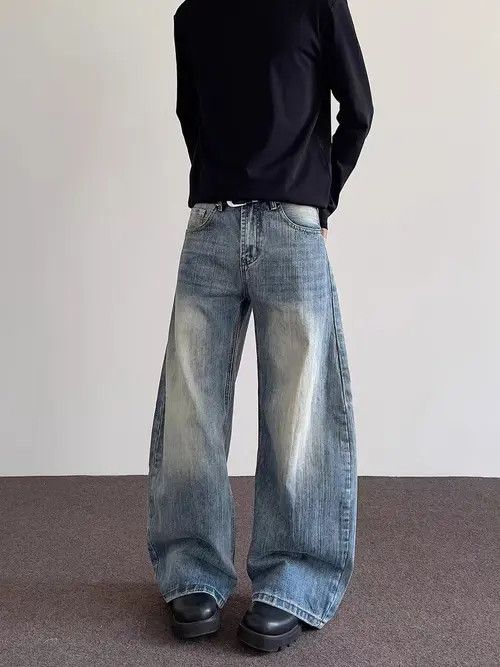 Japanese Brand VIBE Vintage curved knife washed baggy banana shaped jeans Size US 34 / EU 50 - 5 Thumbnail