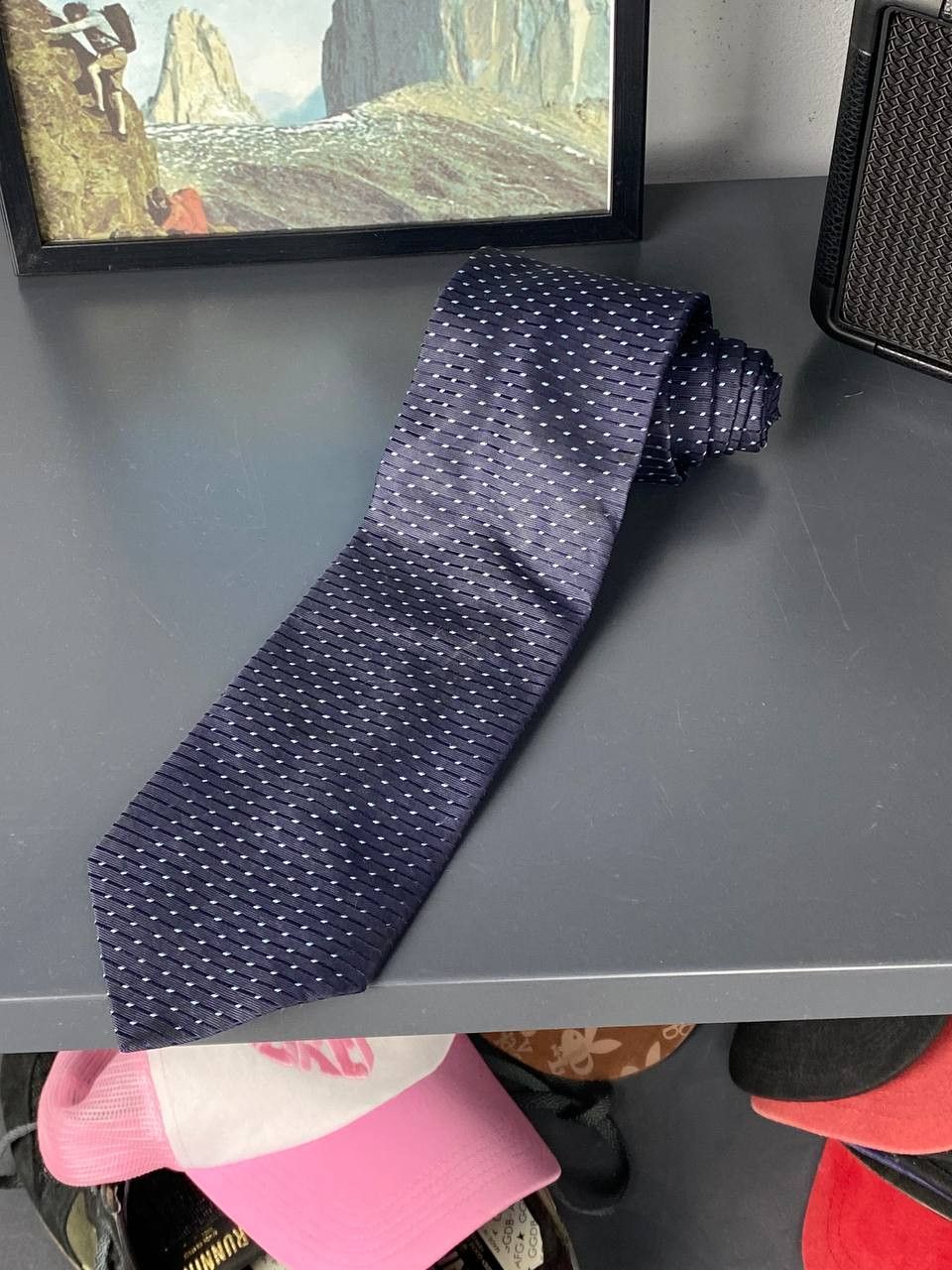 Dior Christian Dior Dot Navy Silk Tie Made In Italy Size ONE SIZE - 1 Thumbnail