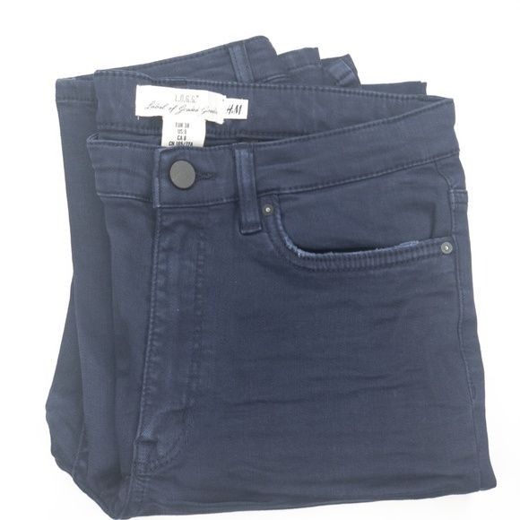 H&M H&M Dark Blue Stretchy High Waisted Denim Pants Size 30" / US 8 / IT 44 - 2 Thumbnail