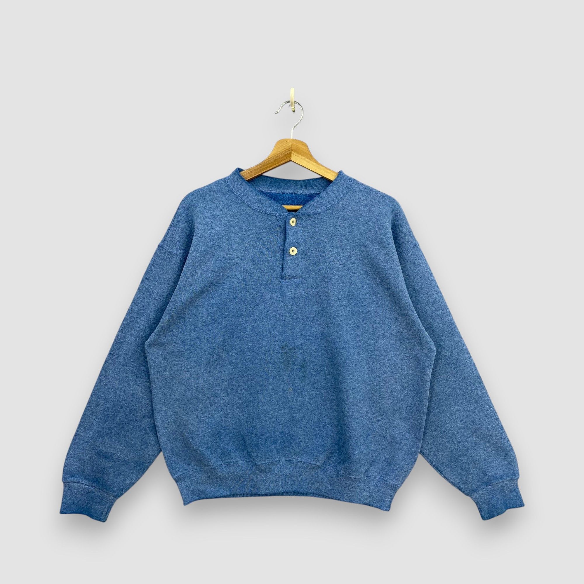 Vintage Vintage 70s Long John USA Henley Sweatshirt V-Neck Pullover Size US L / EU 52-54 / 3 - 1 Thumbnail