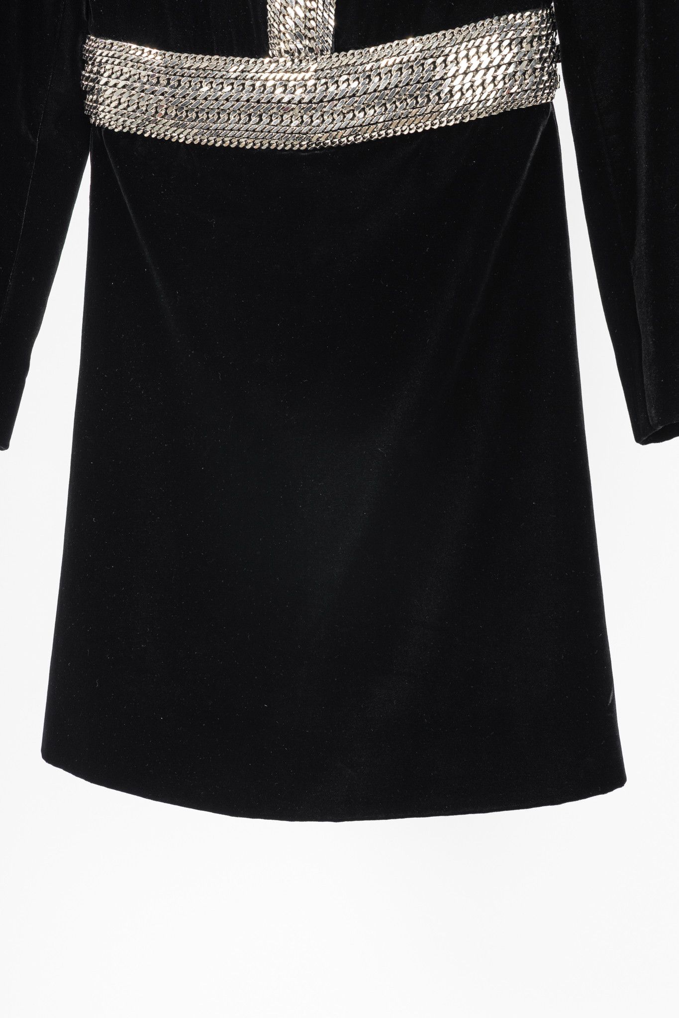 Saint Laurent Paris Saint Laurent AW14 Runway Velvet Chain-Embellished Minidress Size S / US 4 / IT 40 - 8 Thumbnail