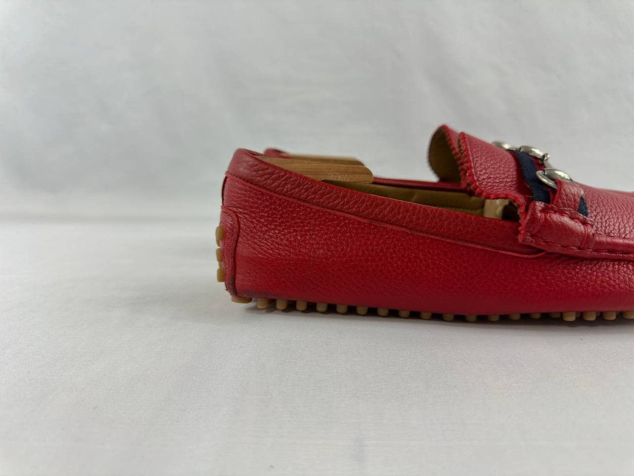 Gucci Gucci Red Leather Web Detail Horsebit Loafers Size US 10 / EU 43 - 2 Thumbnail