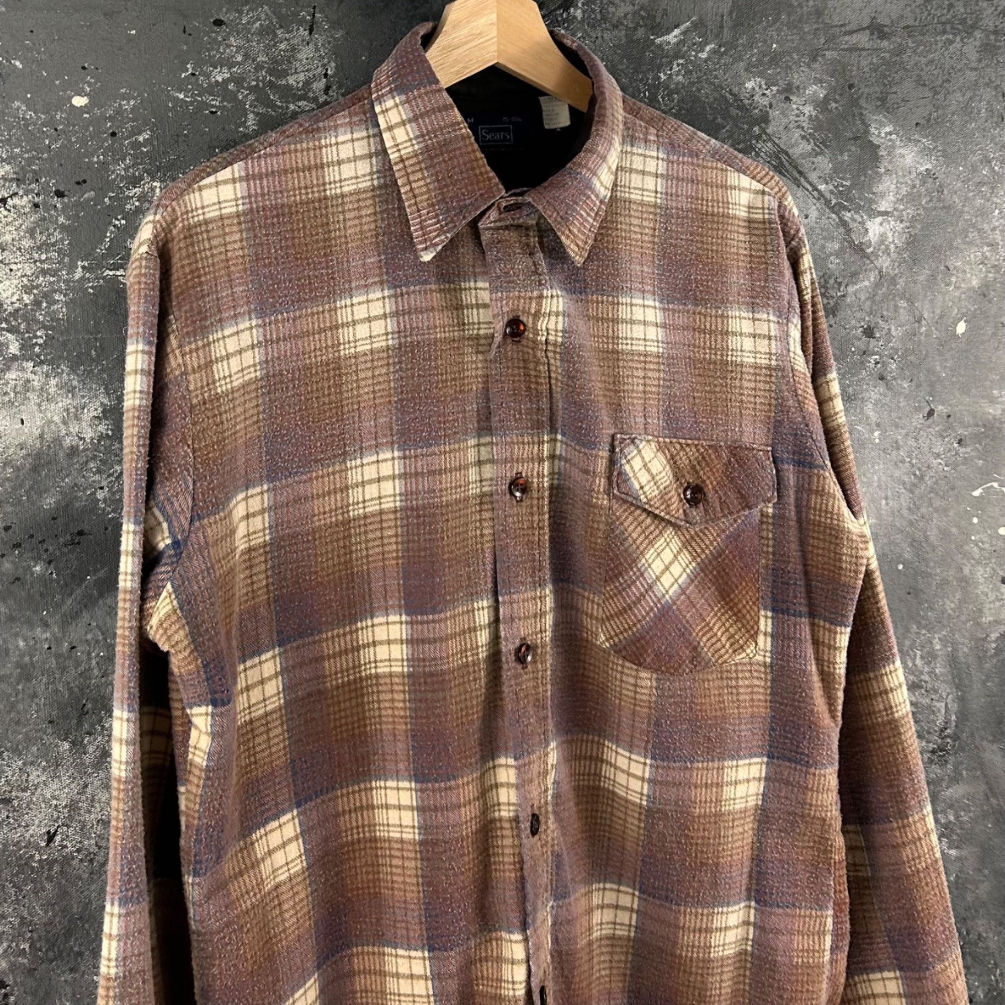 Sears × Vintage Vintage 80’s Sears plaid oversized grunge Button shirt Size US M / EU 48-50 / 2 - 2 Thumbnail