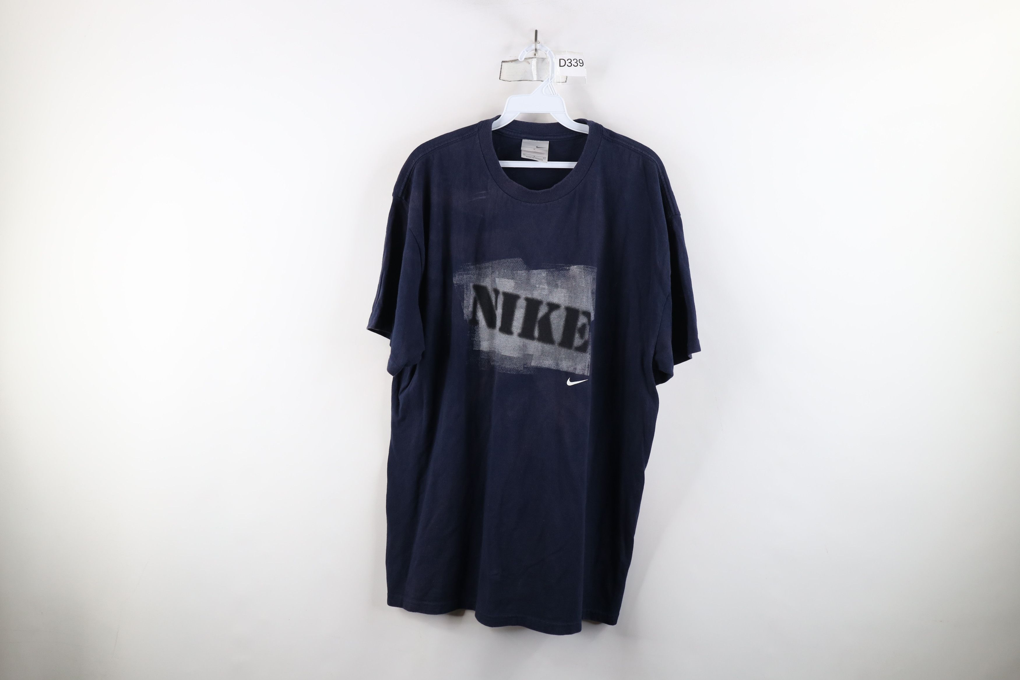 Nike × Vintage Vintage 90s Y2K Nike Scott Mini Swoosh Stencil T-Shirt Size US L / EU 52-54 / 3 - 1 Thumbnail