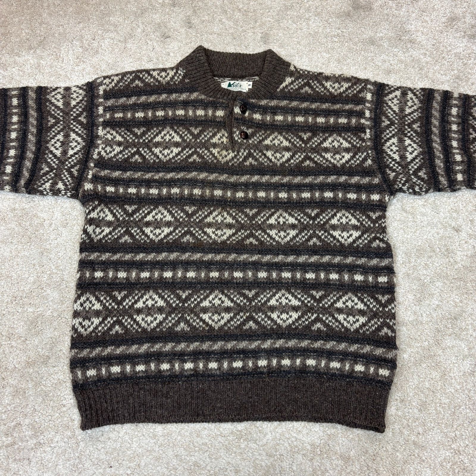 Rei × Vintage VTG 90s REI Wool Fair Isle Button Pullover Sweater Men's S Size US S / EU 44-46 / 1 - 2 Thumbnail