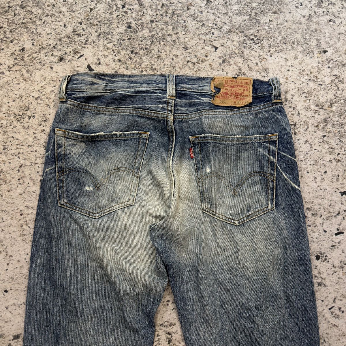 Vintage Levi's 501 Thrashed Sun Faded Distressed Jeans ERD Grunge Size US 34 / EU 50 - 4 Thumbnail