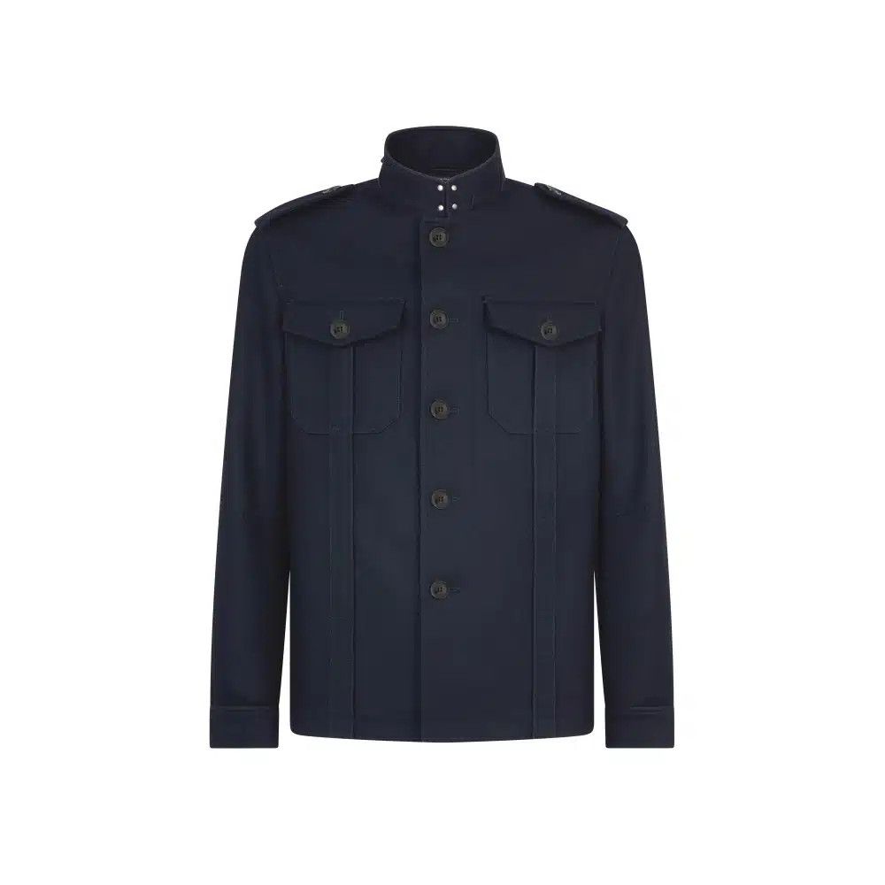 Tom Ford o1loc1c0925 OJS009 Stand Collar Outershirt in Blue Size US M / EU 48-50 / 2 - 1 Thumbnail