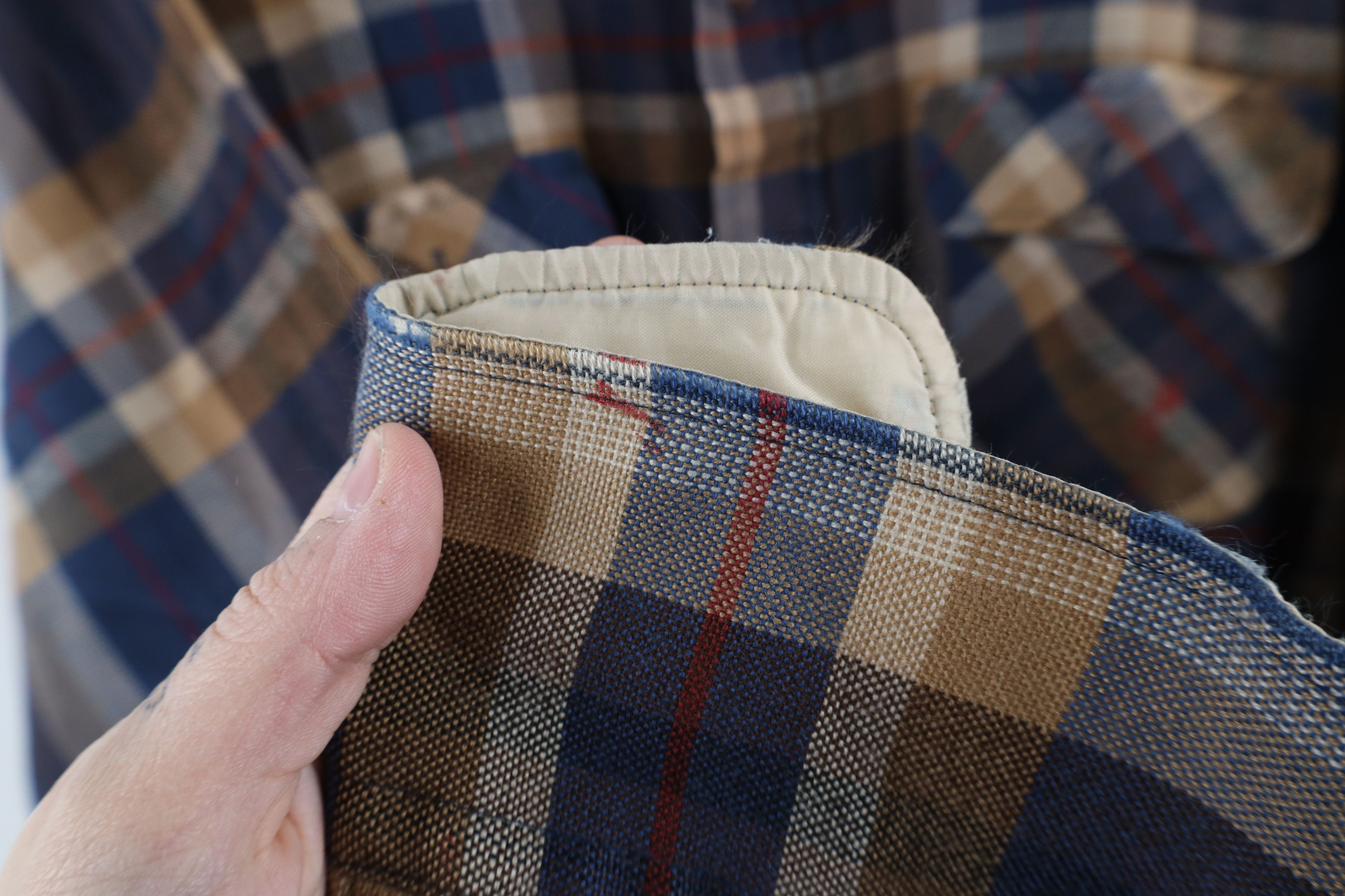 Vintage Vintage 70s 80s Distressed Knit Collared Button Shirt Plaid Size US XXL / EU 58 / 5 - 10 Thumbnail