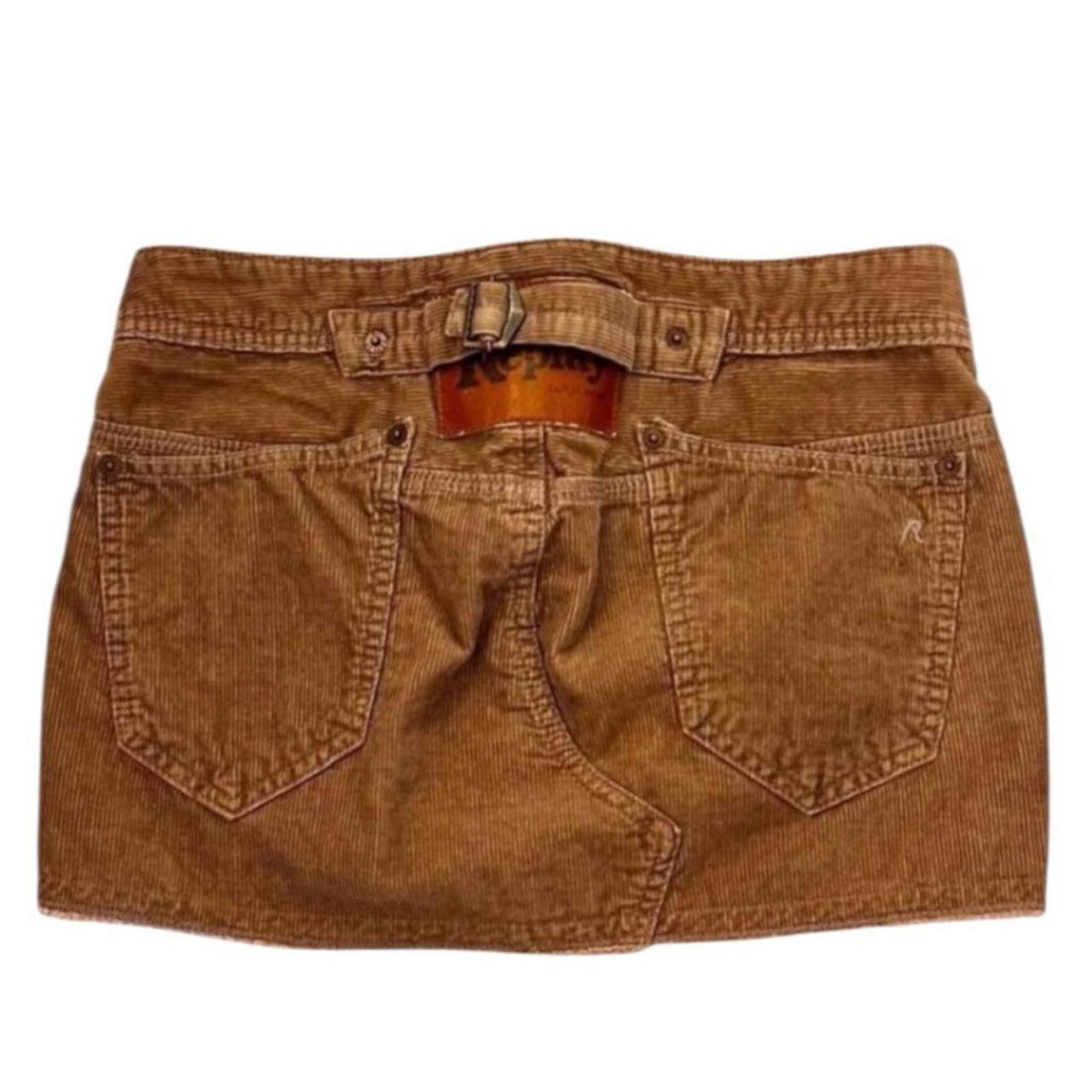 Replay Replay brown corduroy 2000s grunge style mini skirt Size 26" / US 2 / IT 38 - 1 Thumbnail