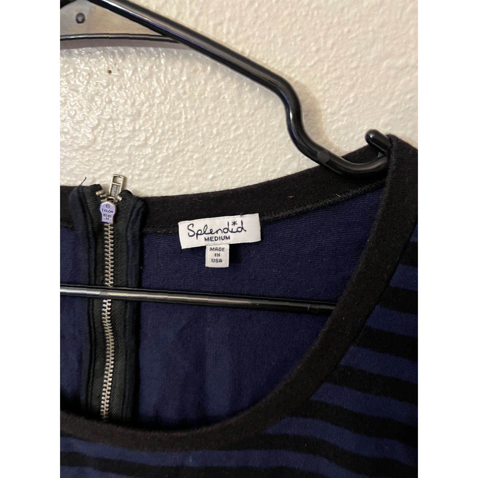 Splendid Splendid Womens Dress Black Blue Stripes Long Sleeve Back Zip Medium M Size M / US 6-8 / IT 42-44 - 3 Thumbnail