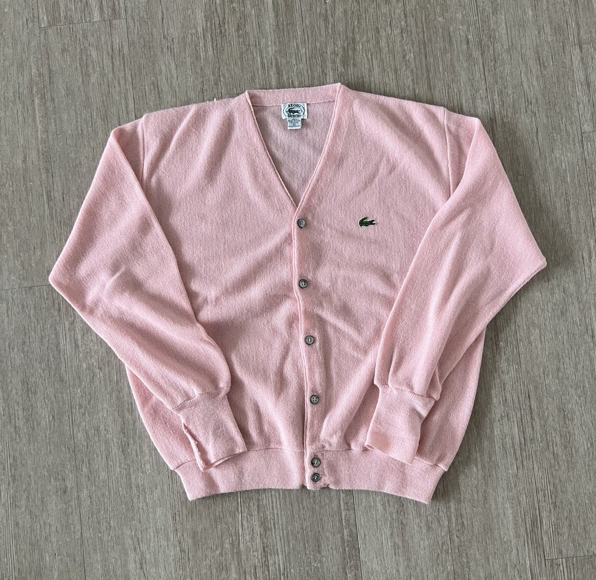 image of Vintage Pink Lacoste Cardigan Sweater, Men's (Size XL)