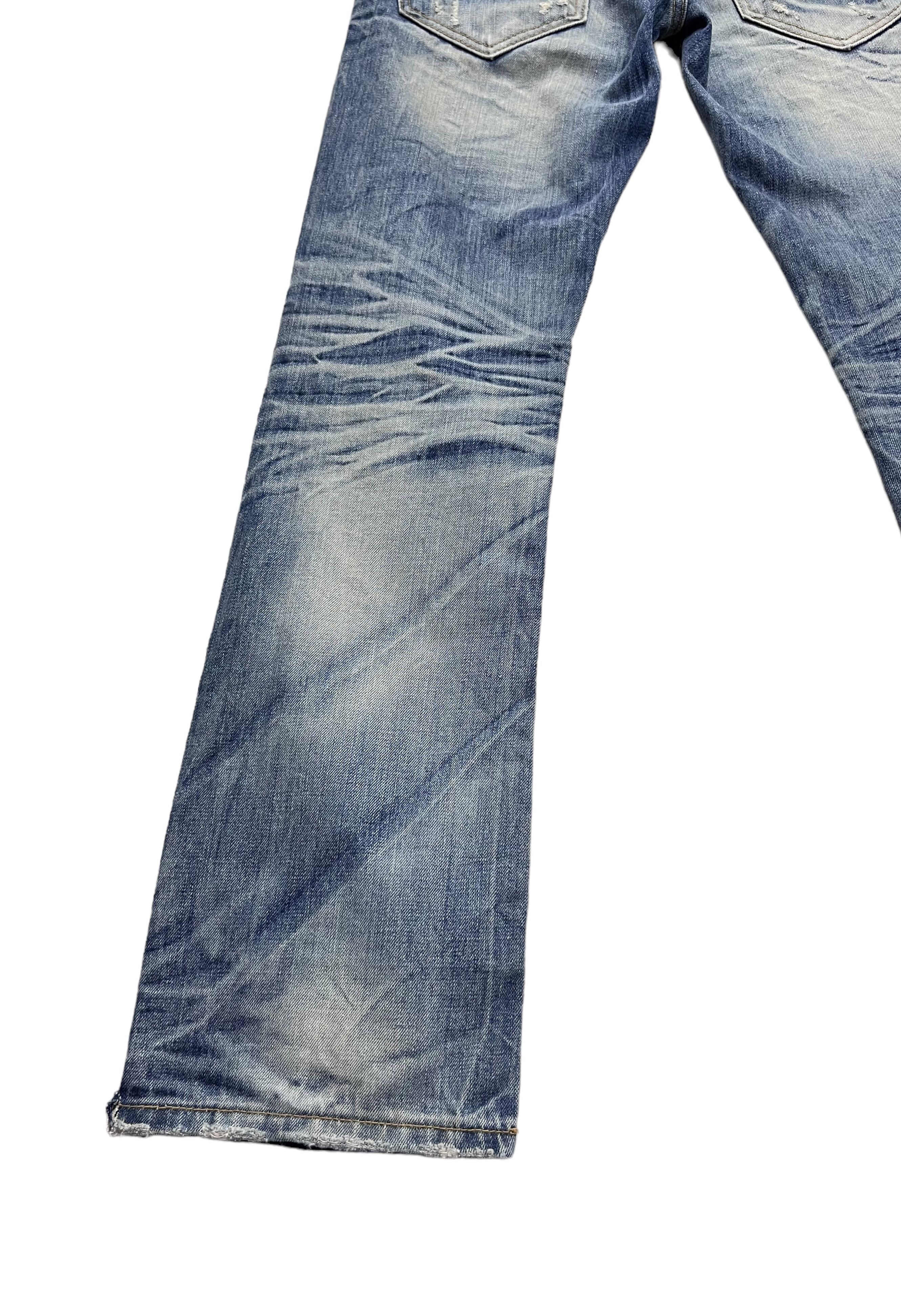 Japanese Brand FYE🔥90's IMPROVES Mud Wash Claw Mark Distressed Denim Jeans Size US 32 / EU 48 - 12 Thumbnail