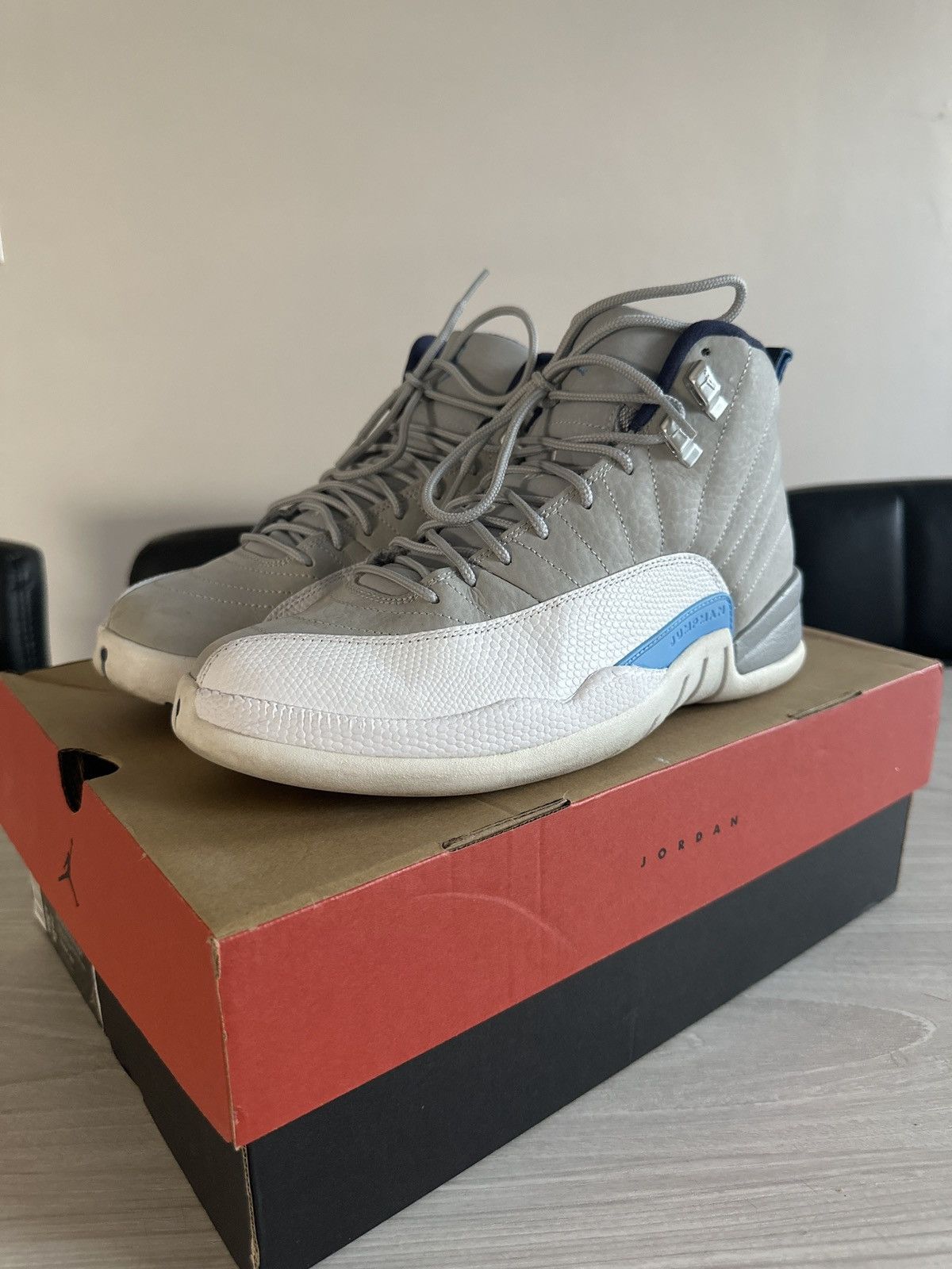 Jordan Brand Jordan 12 Grey University Blue Size US 8.5 / EU 41-42 - 1 Thumbnail