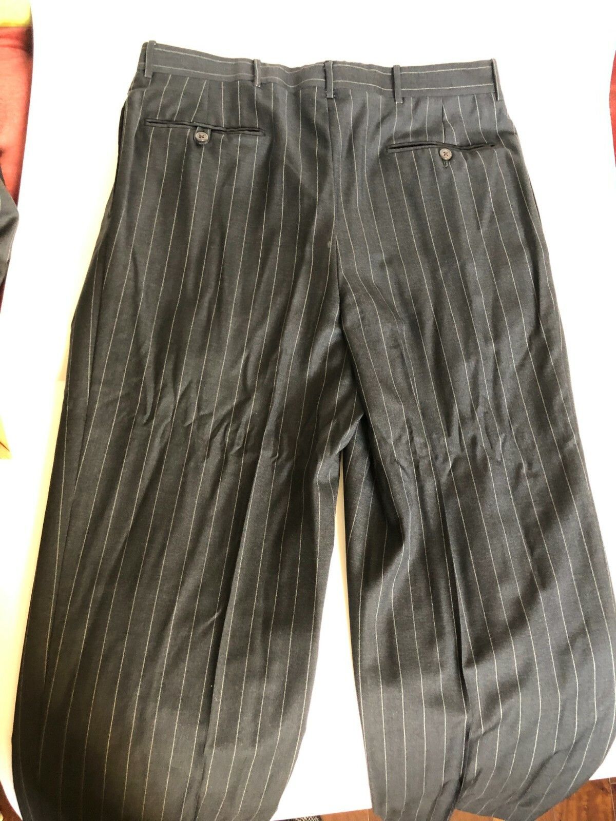 Polo Ralph Lauren Polo Ralph Lauren Grey Wide Stripe 3 Button Suit 40L W32 Size 40L - 7 Thumbnail