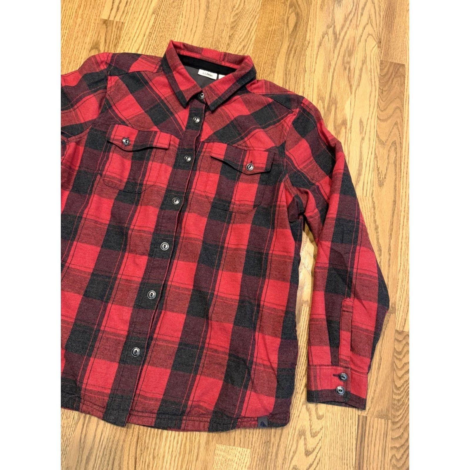 Vintage LL Bean Primaloft Plaid Flannel Wool blend Shacket Jacket Womens Large Size L / US 10 / IT 46 - 3 Thumbnail