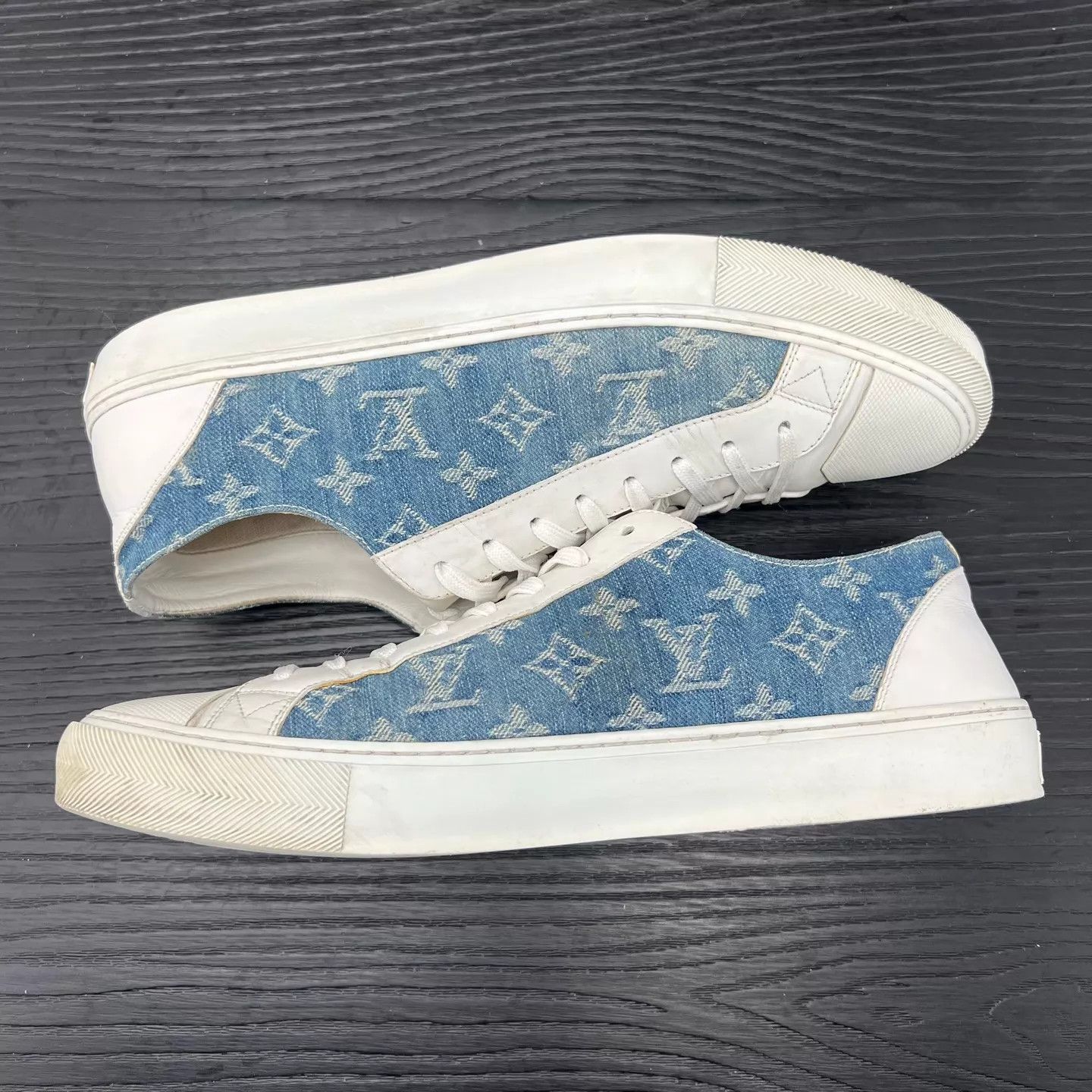 Louis Vuitton LV Tattoo Logo White & Blue Monogram Shoes 44 Size US 11 / EU 44 - 3 Thumbnail