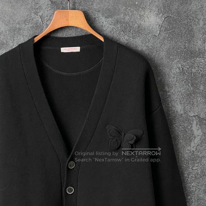Valentino Black sheep wool knitted cardigan